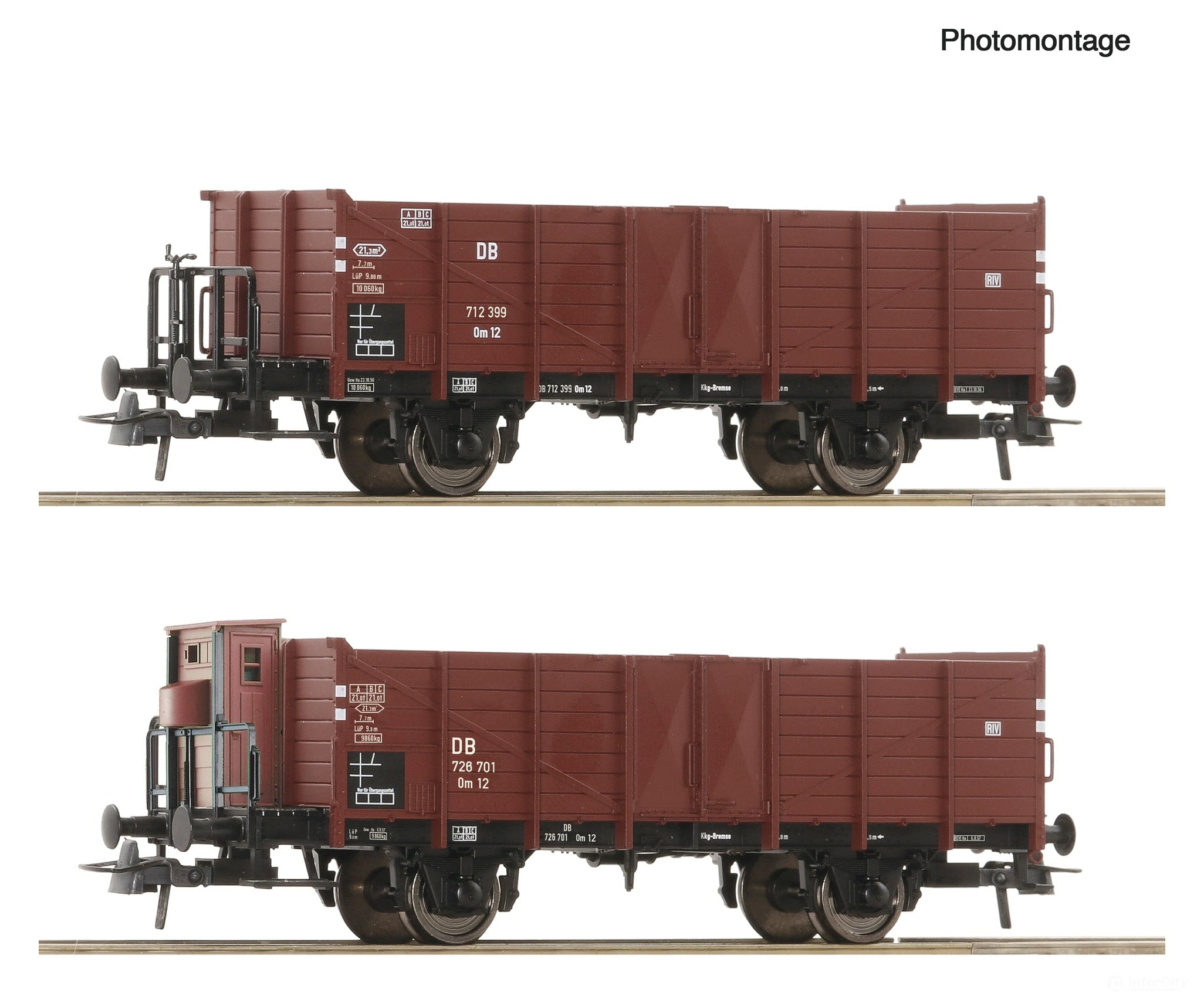 Roco 6600267 HO 2 piece set: Open goods wagons DB European Freight Cars