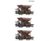 Roco 6600269 HO 3 piece set: Talbot ballast hopper wagons DB European Freight Cars
