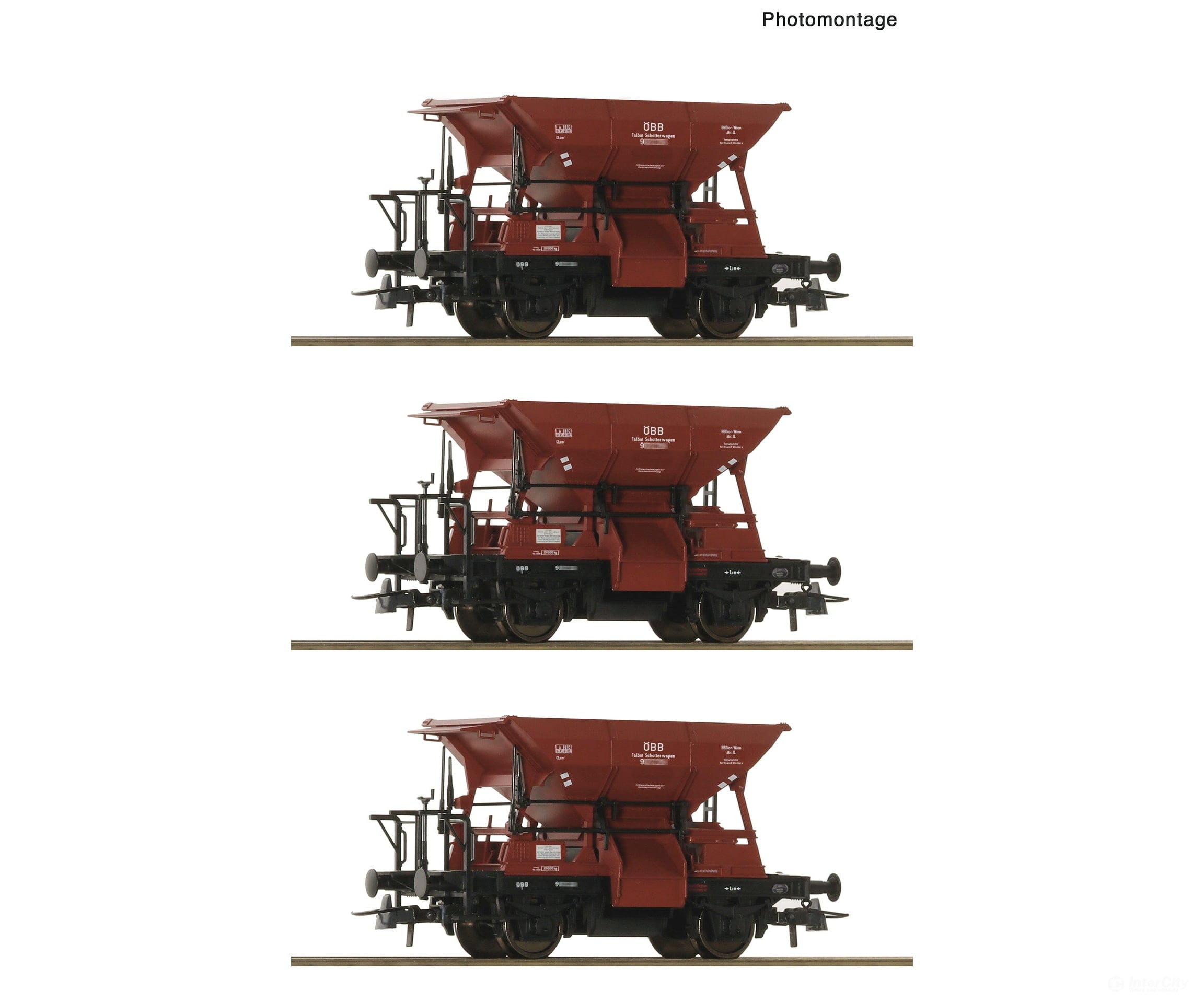 Roco 6600283 HO 3 piece set: Talbot ballast hopper wagons ÖBB European Freight Cars