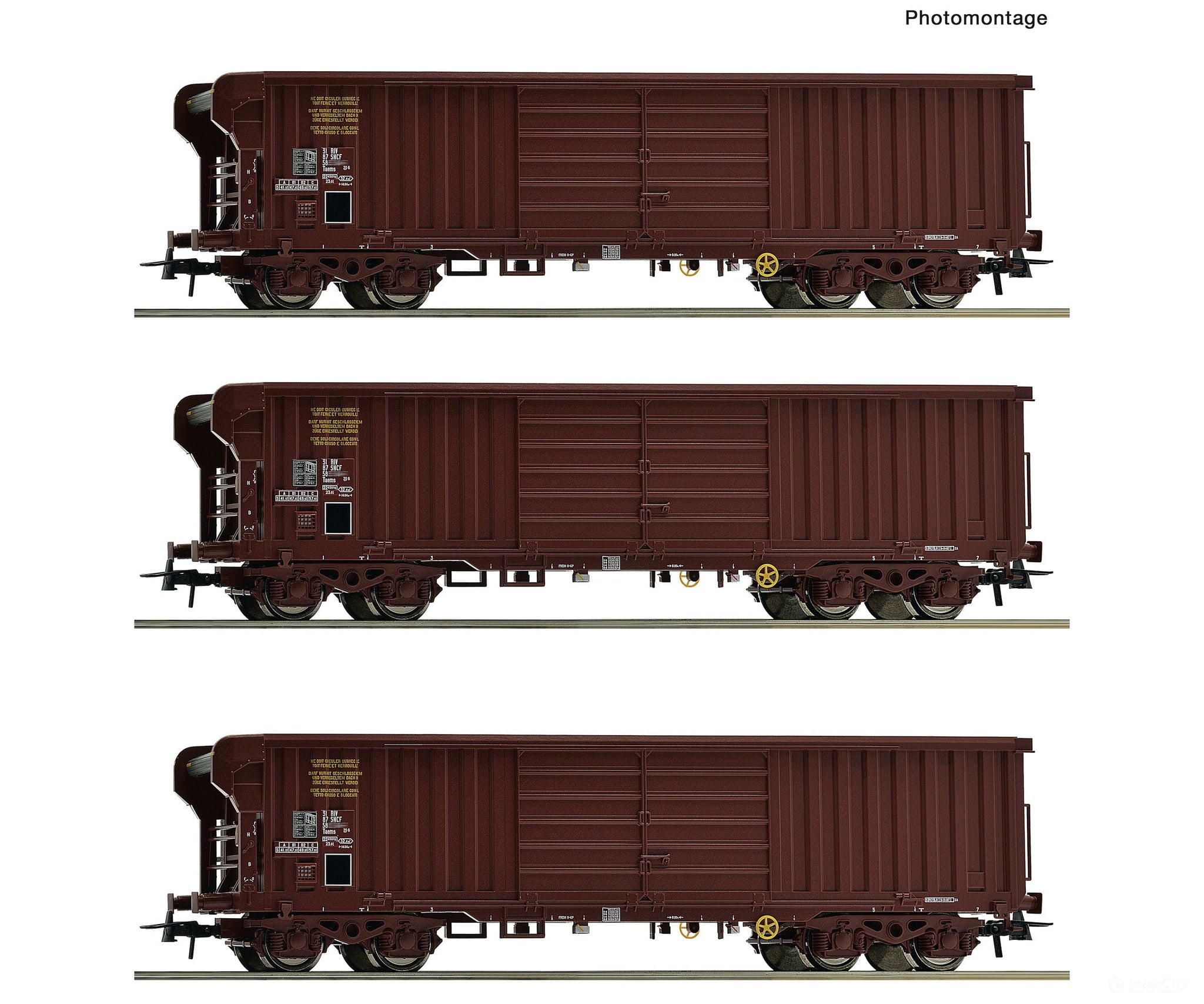 Roco 6600285 HO 3 piece set: Roll-roof wagons SNCF European Freight Cars