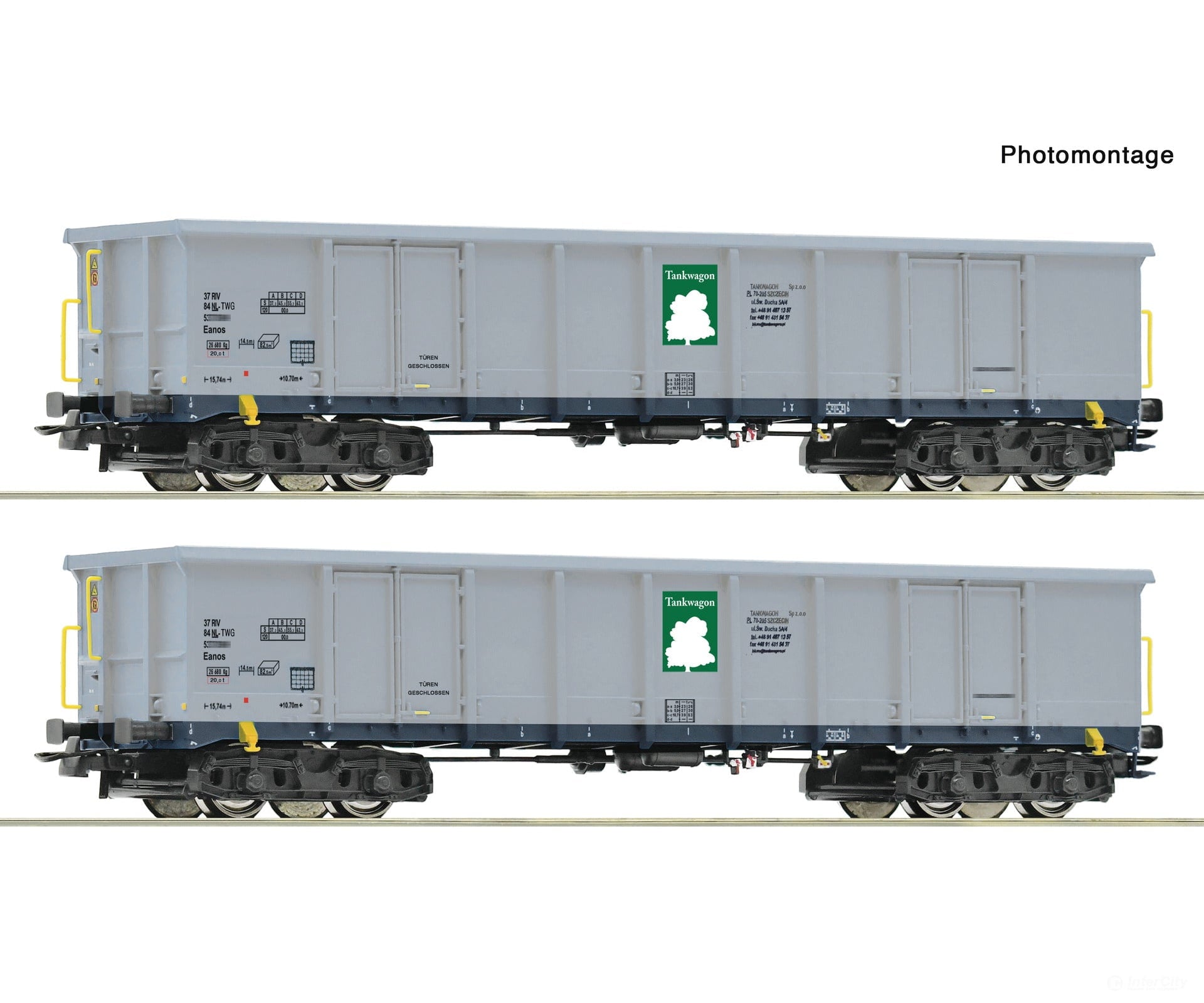Roco 6600295 HO 2 piece set: Open goods wagons Tankwagon European Freight Cars
