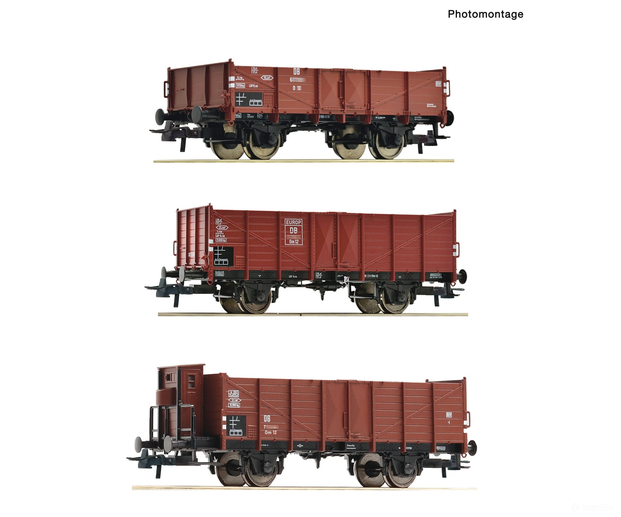 Roco 6600303 HO 3 piece set: Open goods wagons DB European Freight Cars
