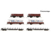 Roco 6600334 HO 6 piece display: Marshalling yard/Open goods wagons DB European Freight Cars