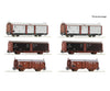 Roco 6600339 HO 6 piece display: Marshalling yard/sliding roof/sliding wall wagon DB European Freight Cars