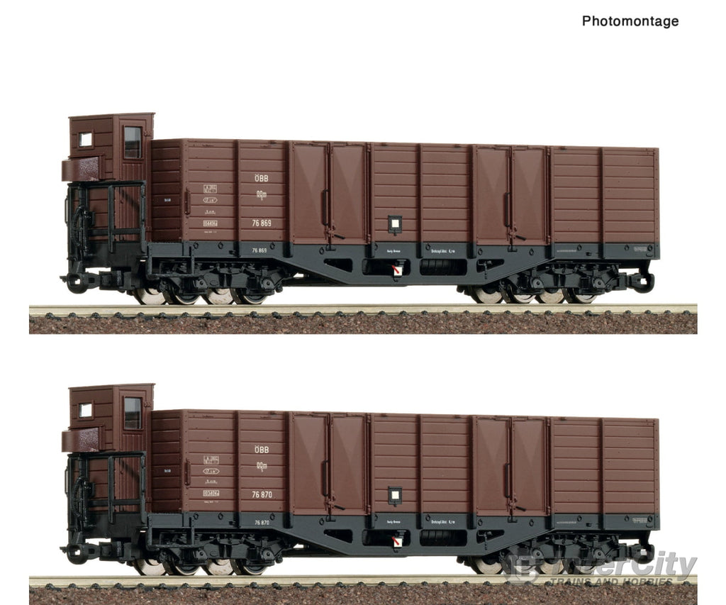 Roco 6640004 Ho 2 Piece Set: Open Goods Wagon Öbb European Freight Cars