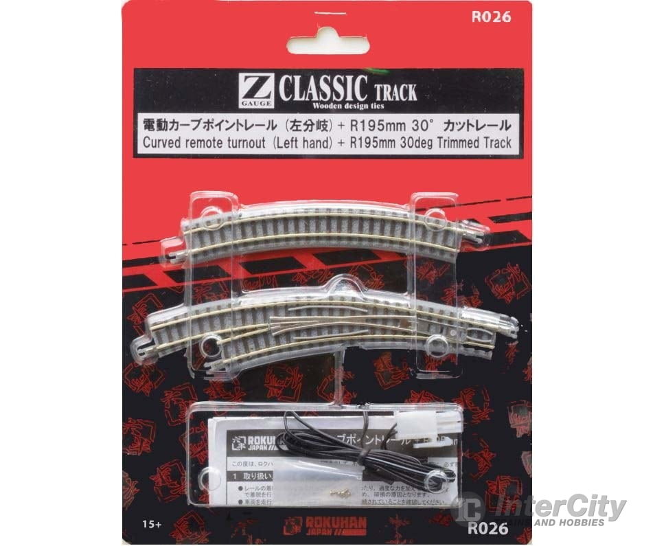 Rokuhan Z R026 Left curved turnout R195/R220 set Track & Turnouts