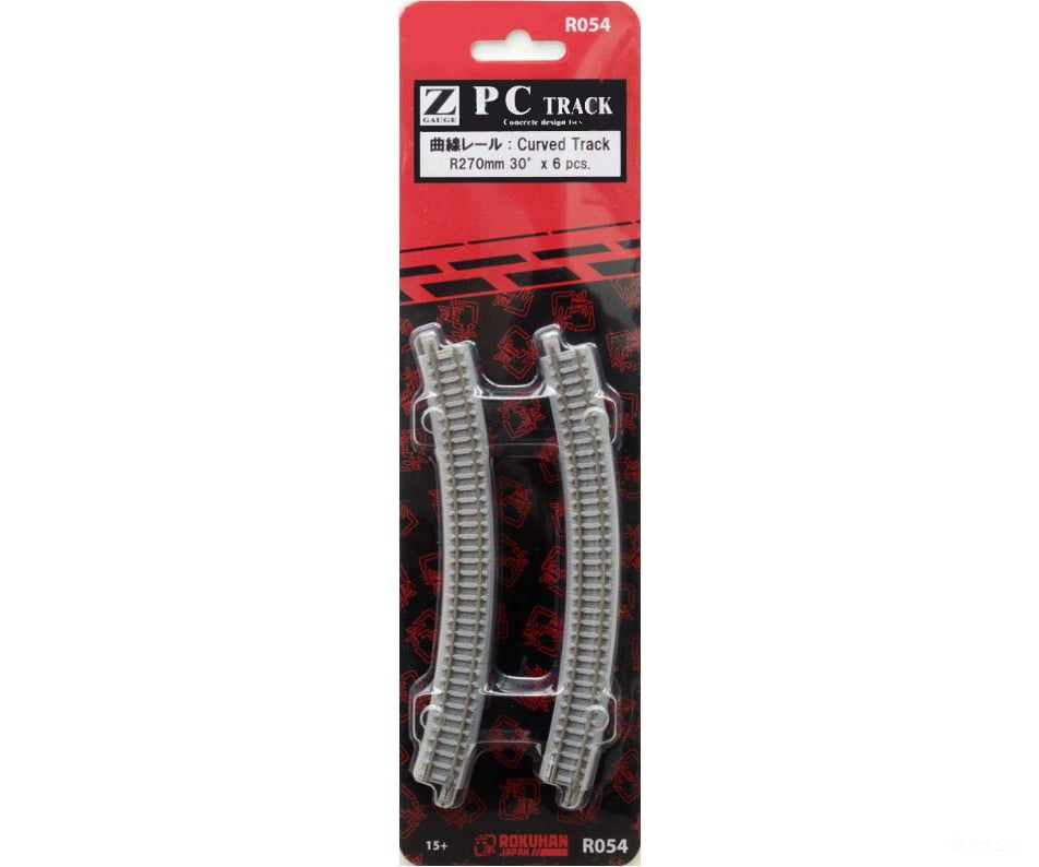 Rokuhan Z R054 270mm 30deg curved track with concrete ties Track & Turnouts