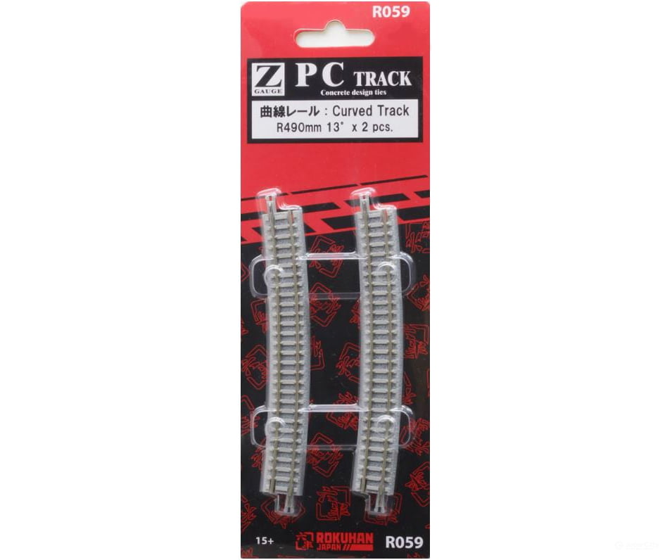 Rokuhan Z R059 490mm 13deg curved track with concrete ties Track & Turnouts
