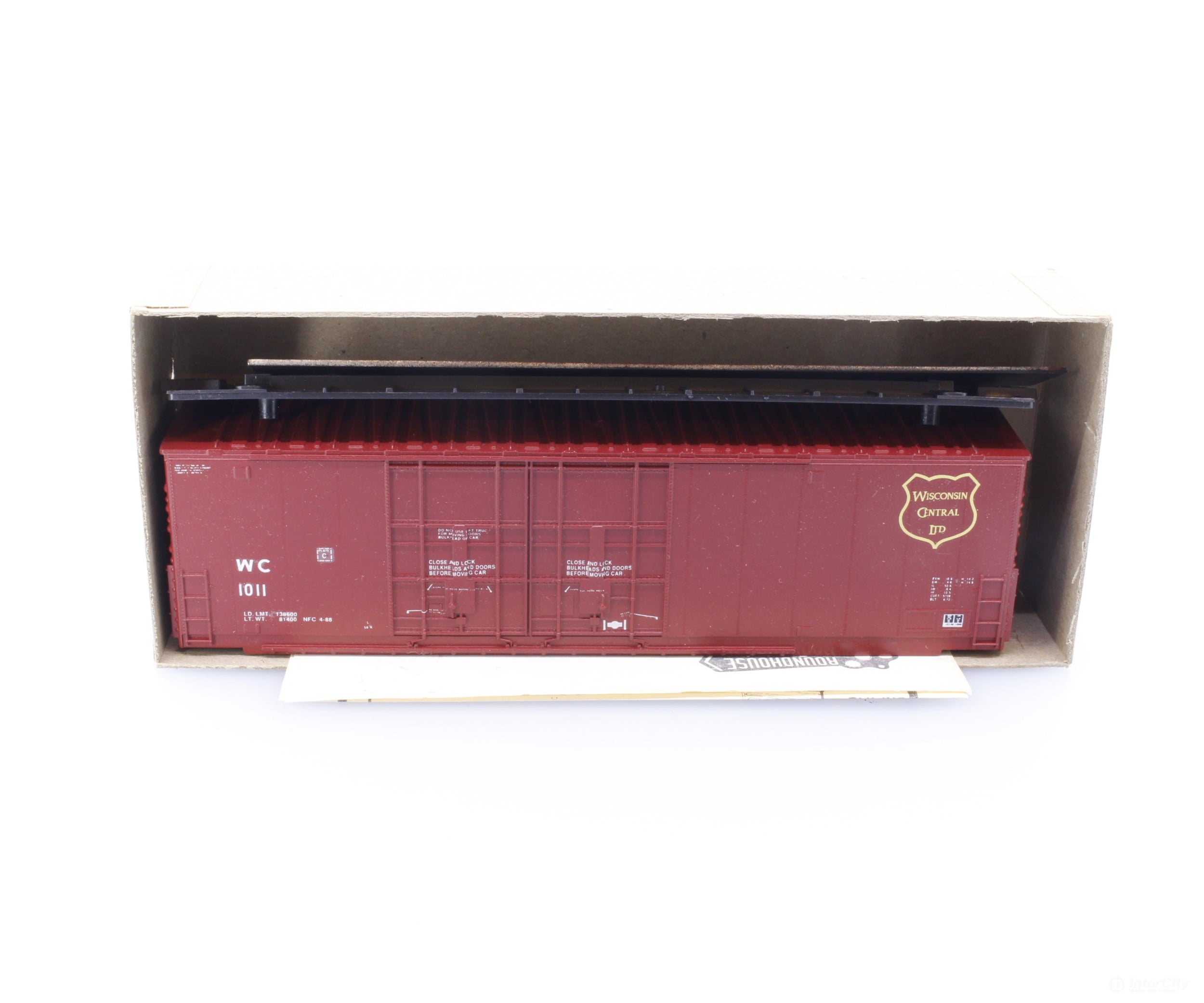 Roundhouse 1657 HO 50’ Double Door Boxcar Kit Wisconsin Central (WC) 1011 Freight Cars