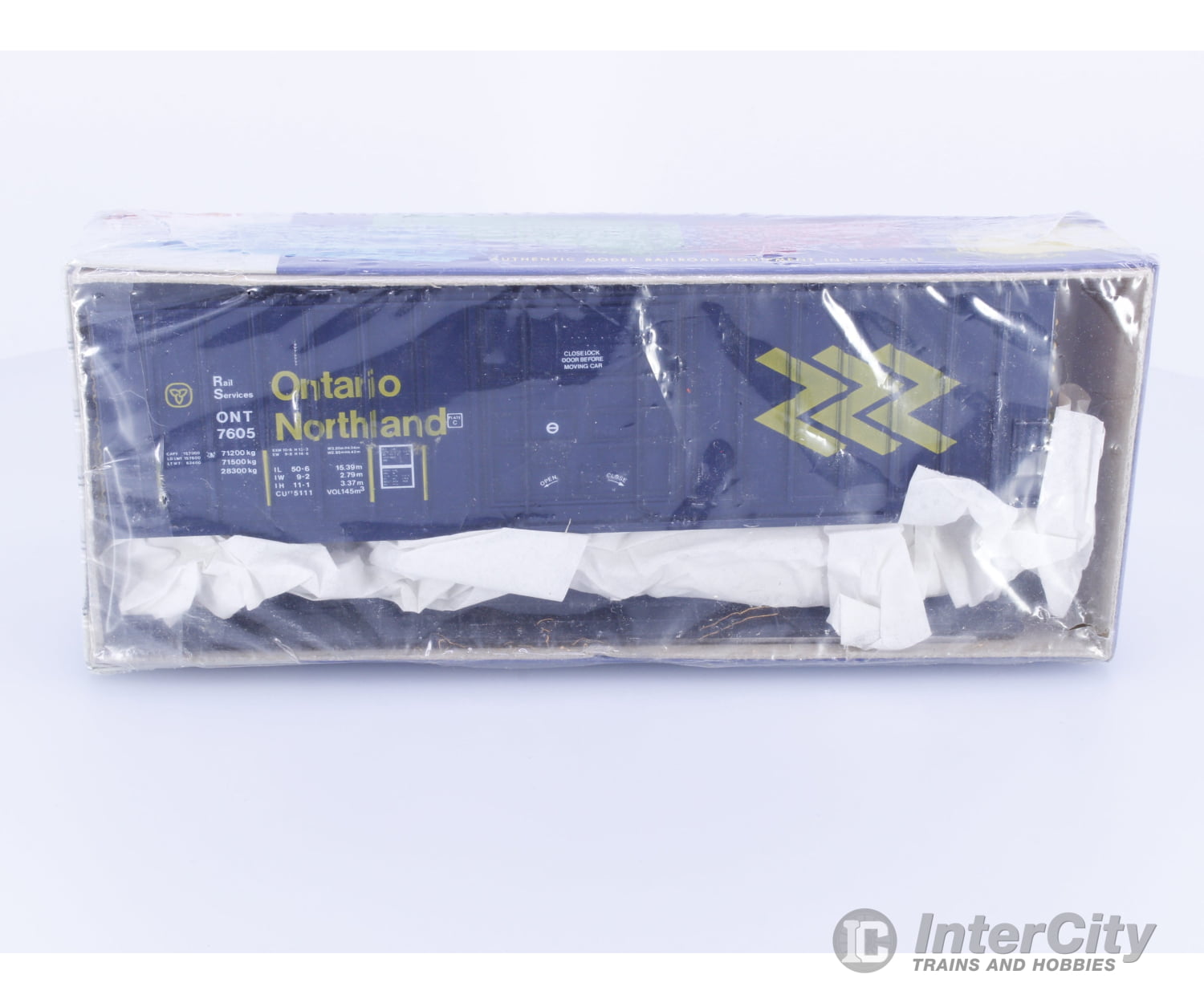 Roundhouse 1825 HO 50’ Hi-Cube Rib Side Boxcar Kit Ontario Northland (ONT) 7605 Freight Cars