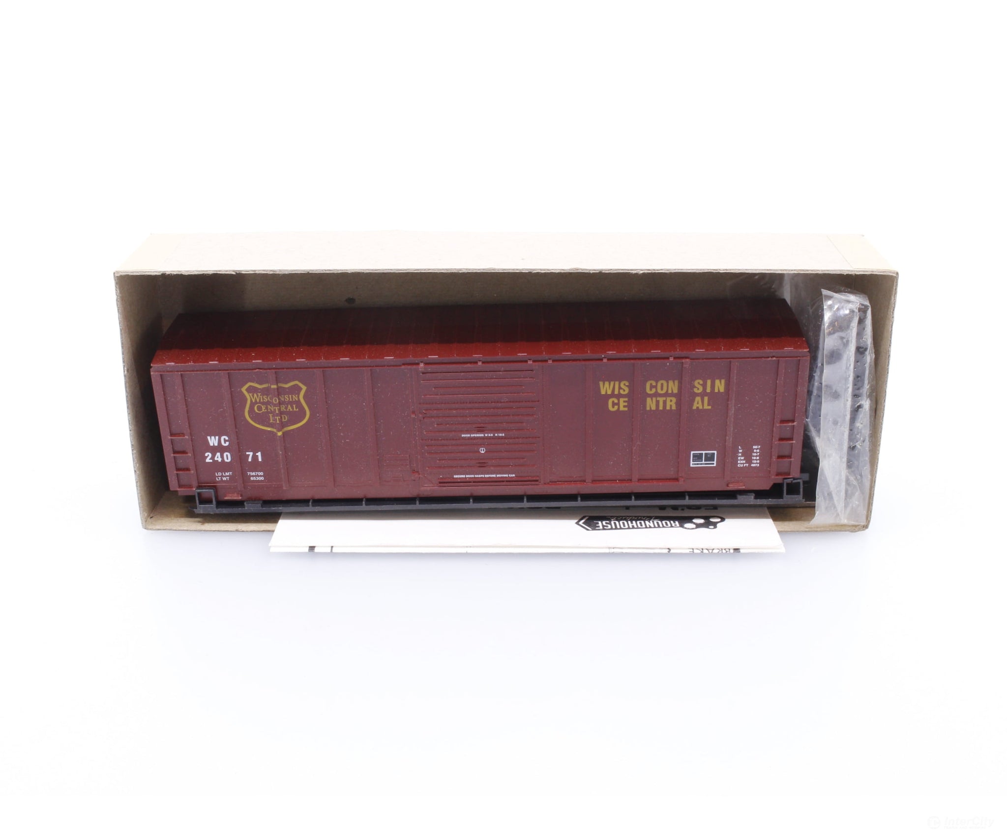 Roundhouse 1916 HO 50’ PS Boxcar Wisconsin Central (WC) 24071 Freight Cars