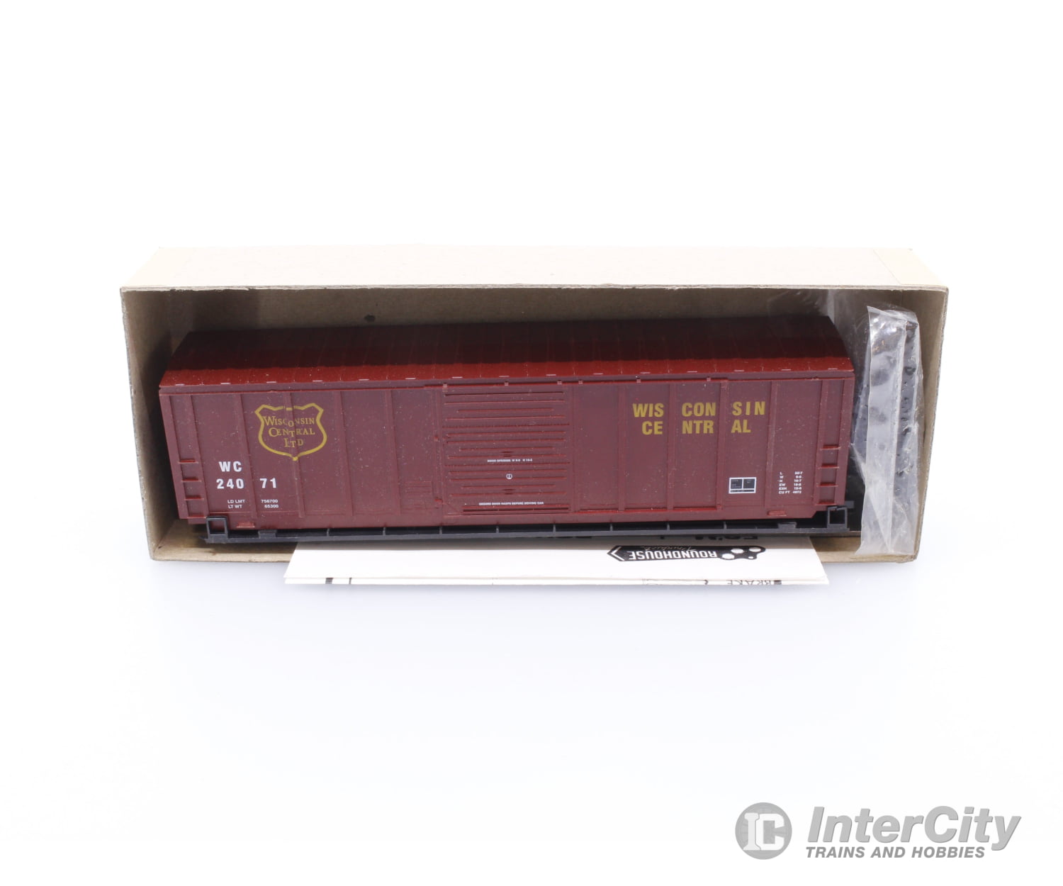Roundhouse 1916 HO 50’ PS Boxcar Wisconsin Central (WC) 24071 Freight Cars