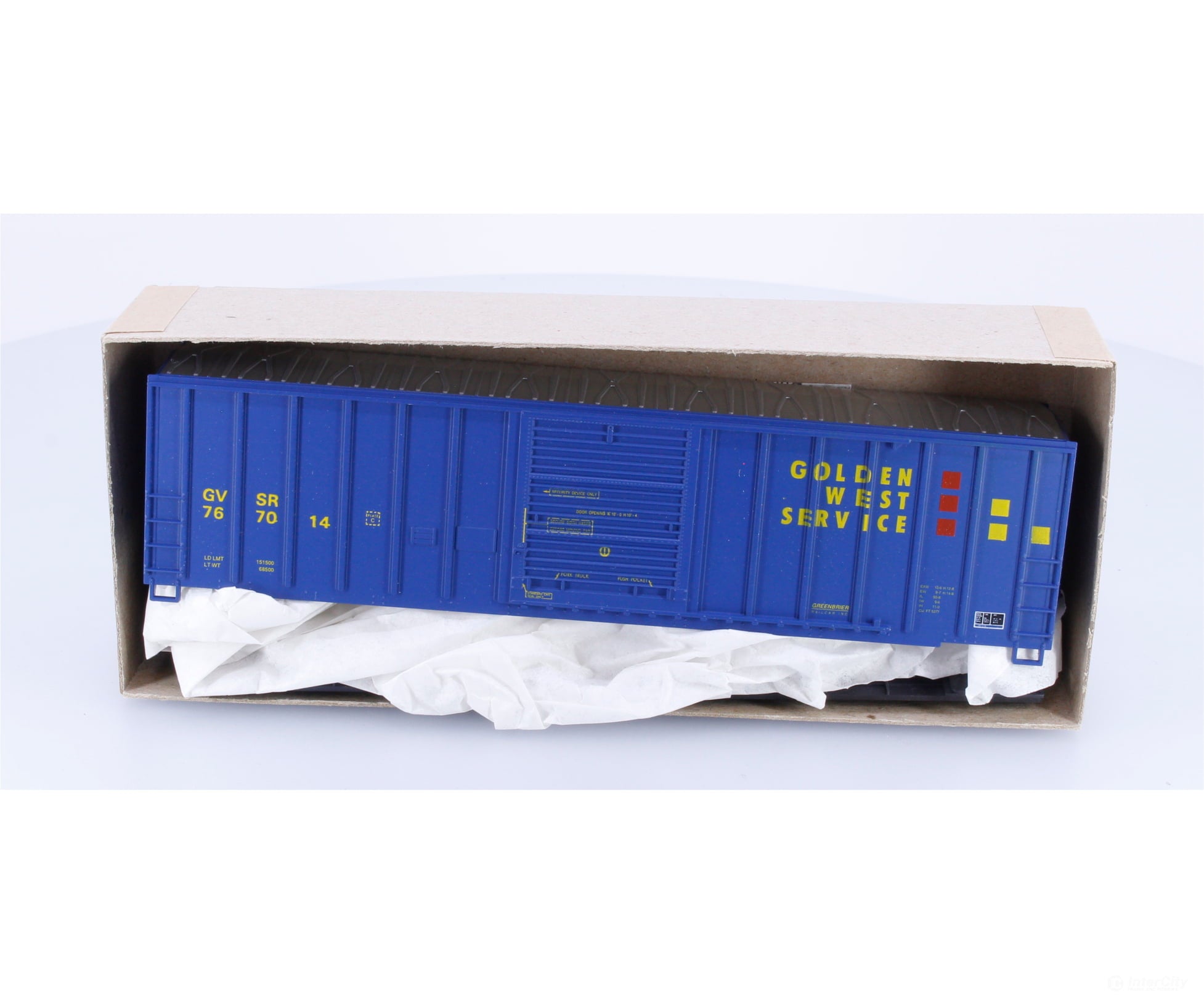 Roundhouse 3253 HO 50’ FMC Single Door Box Car Kit Golden West (GVSR) 767014 - Freight Cars