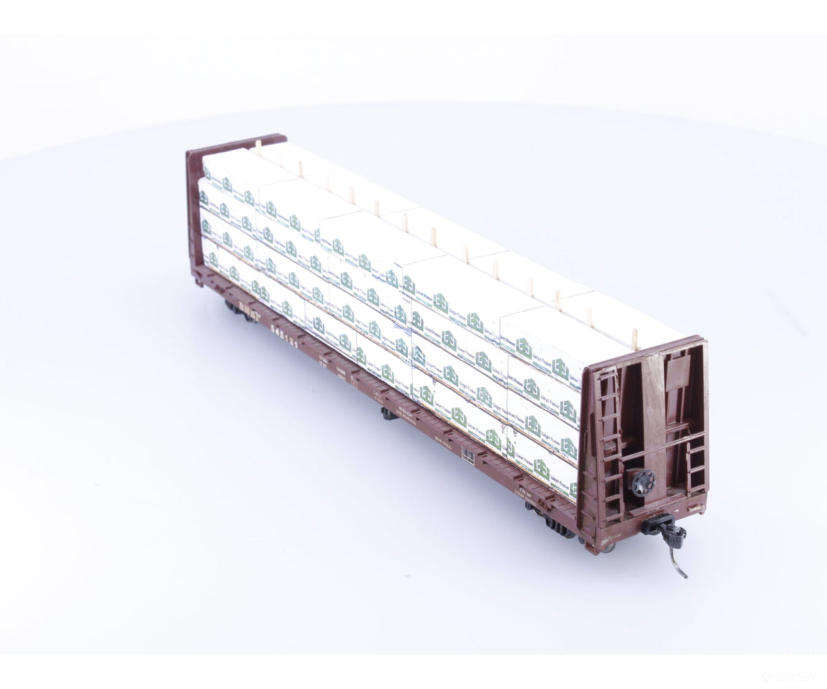 Roundhouse BF60 HO 60’ Bulkhead Flat Car with Wood Load Burlington Northern Santa Fe (BNSF) 545131 - Freight Cars
