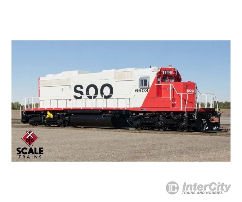 Scale Trains Sxt38833 Rivet Counter Ho Emd Sd40 - 2 Soo Line/Red & White/As Built Locomotives