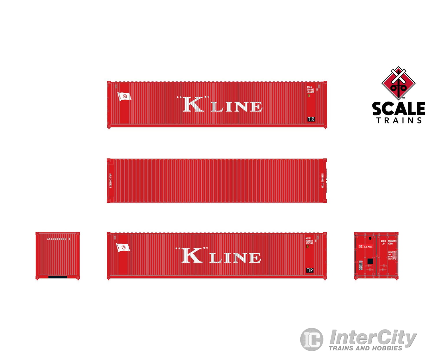 ScaleTrains SXT11840 Operator HO Scale 40’ Square Corrugation Container K Line 2066839 (Single) Freight Loads &