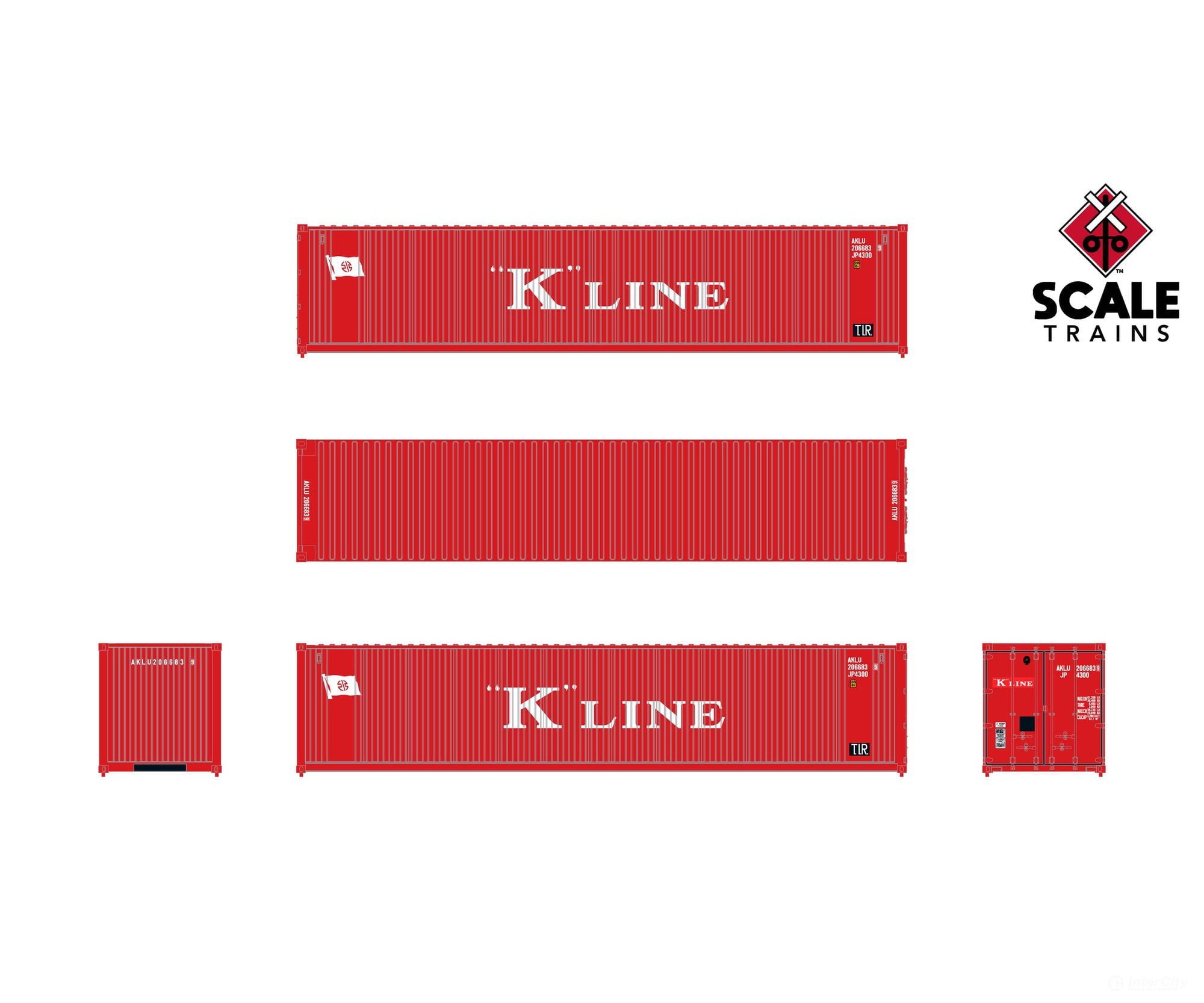 ScaleTrains SXT11841 Operator HO Scale 40’ Square Corrugation Container K Line 2043601 (Single) Freight Loads &