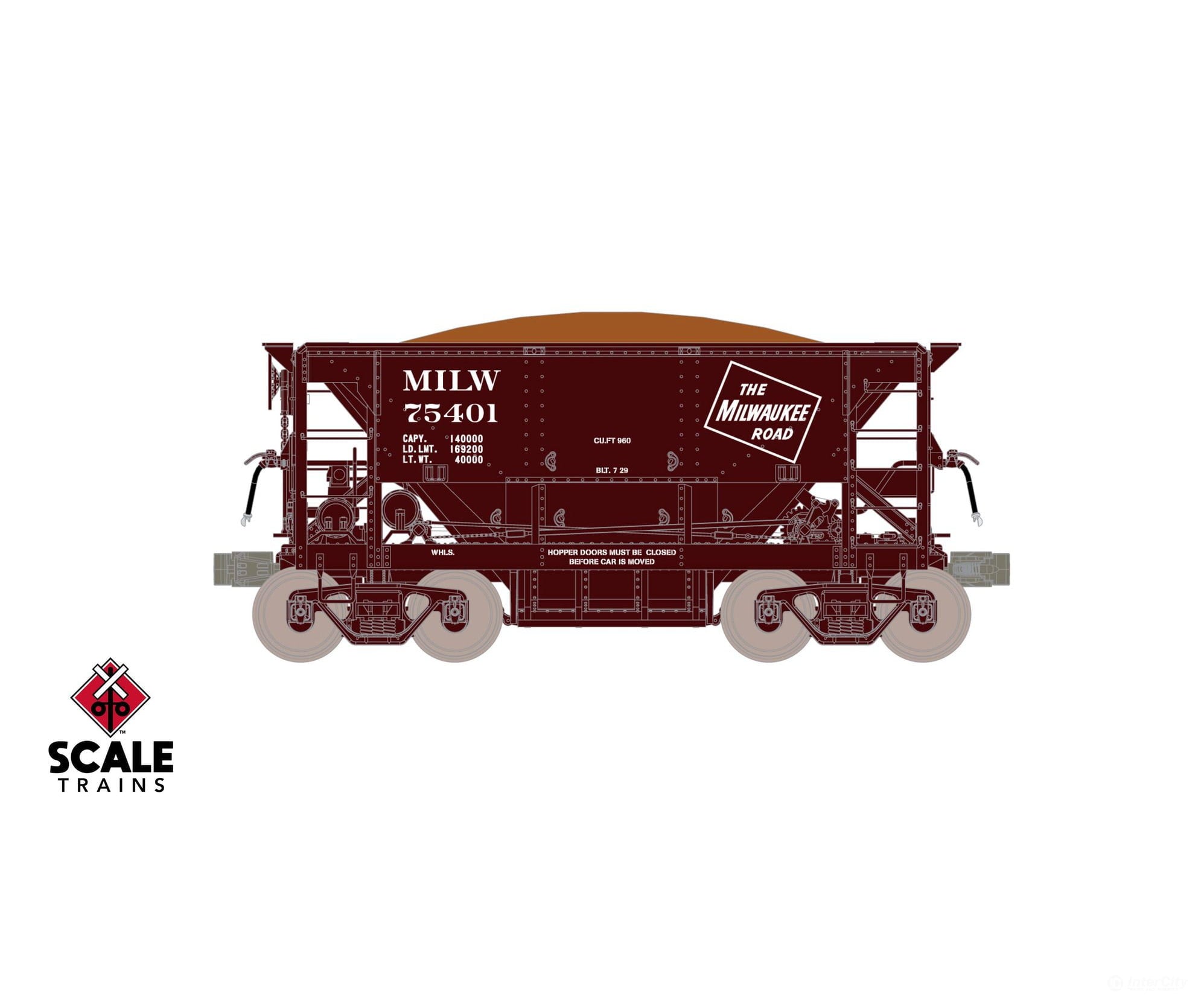 ScaleTrains SXT15238 Fox Valley Models HO Scale PSC 70-Ton Ore Car Milwaukee Road 75489 - Freight Cars