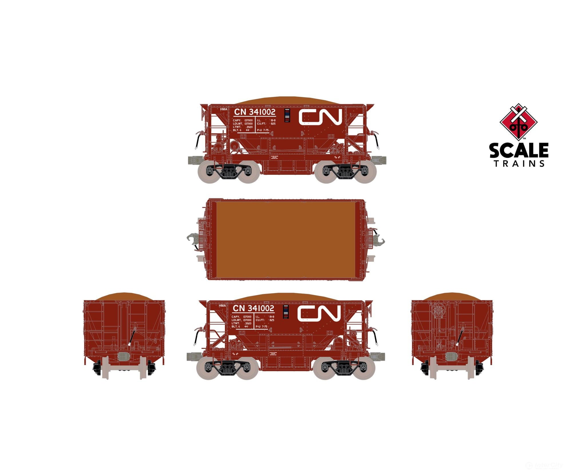 ScaleTrains SXT15251 Fox Valley Models HO Scale PSC 70-Ton Ore Car Canadian National 341084 - Freight Cars