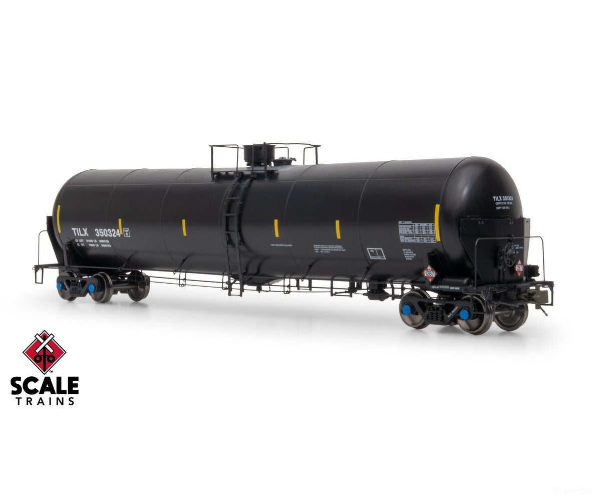 ScaleTrains SXT38228 Rivet Counter HO Scale Trinity 31K Tank Car with Head Shields Trinity Leasing/Black/Crude Oil/TILX