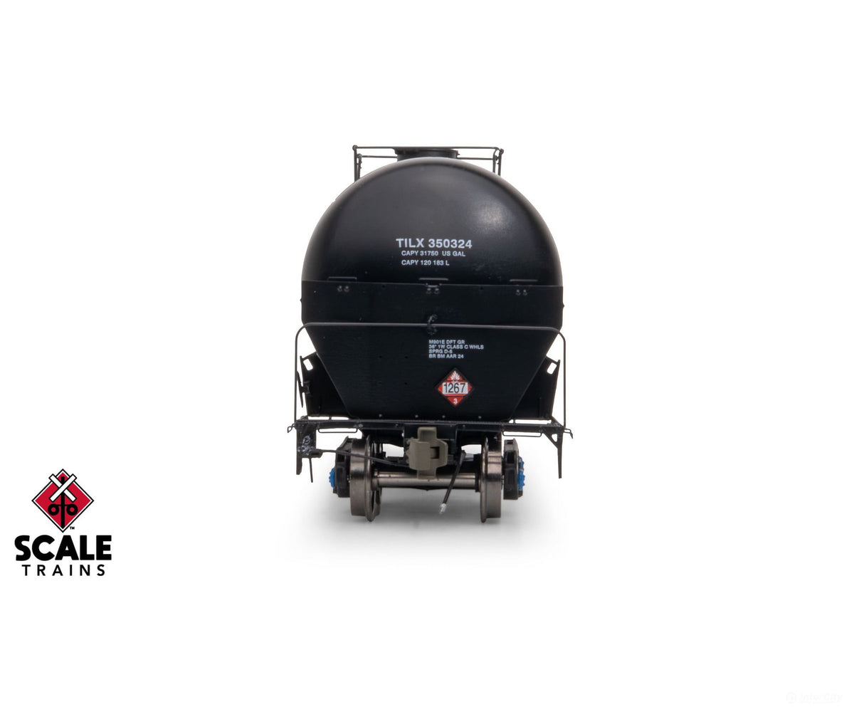 ScaleTrains SXT38228 Rivet Counter HO Scale Trinity 31K Tank Car with Head Shields Trinity Leasing/Black/Crude Oil/TILX