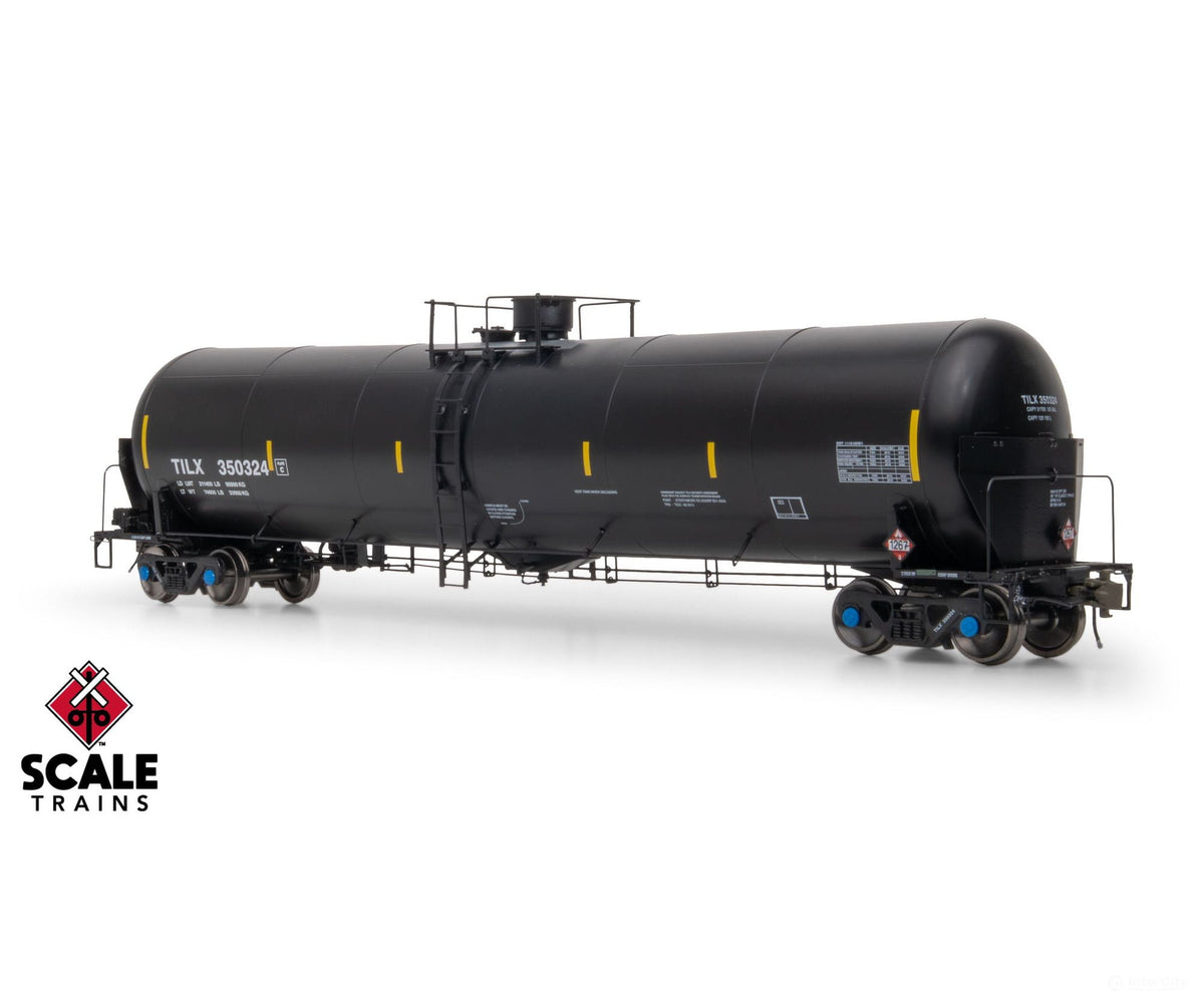 ScaleTrains SXT38228 Rivet Counter HO Scale Trinity 31K Tank Car with Head Shields Trinity Leasing/Black/Crude Oil/TILX