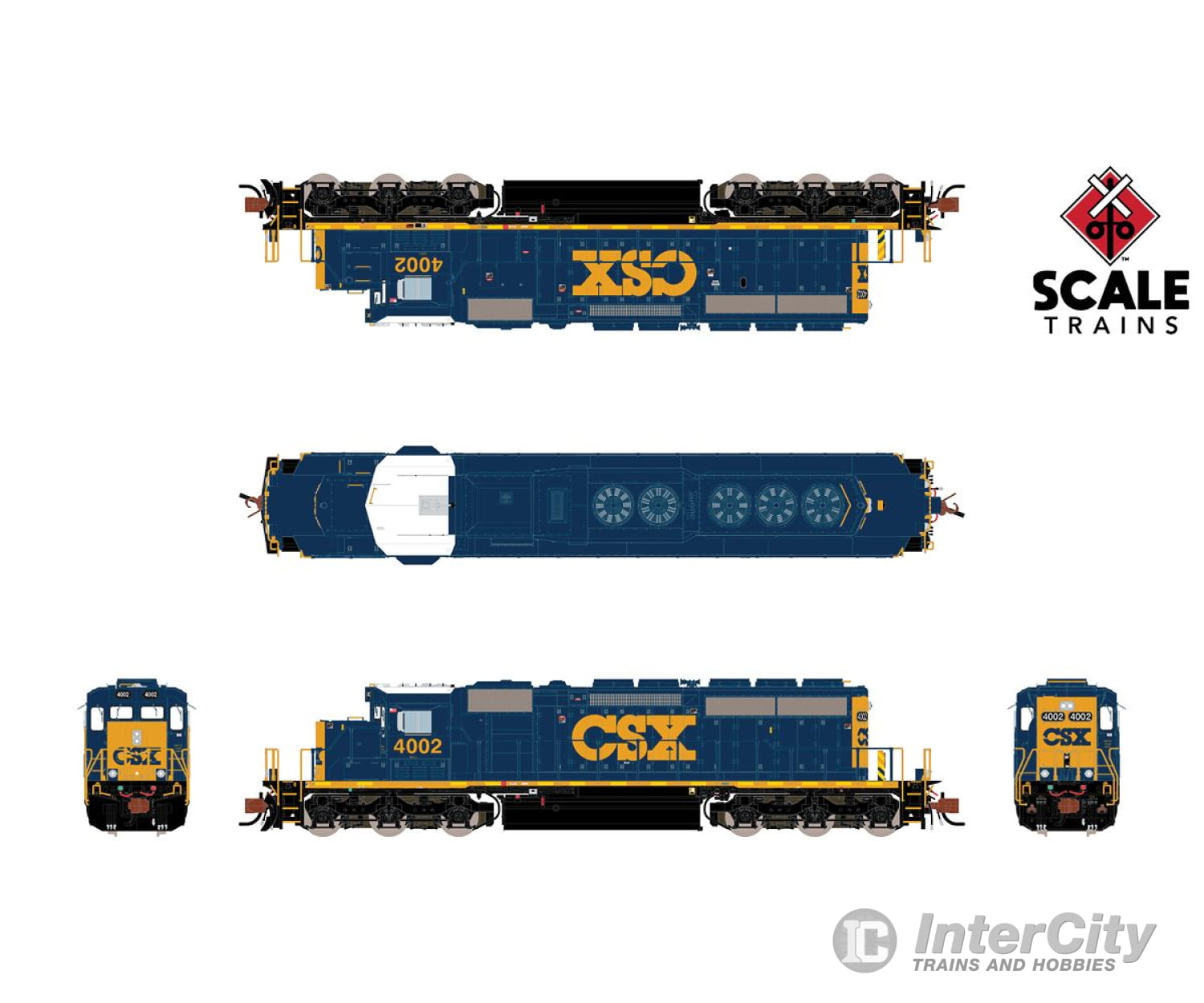 Scaletrains Sxt38619 Rivet Counter N Scale Emd Sd40-3 Csx Yn3 Scheme #4002 Dcc/Sound Locomotives