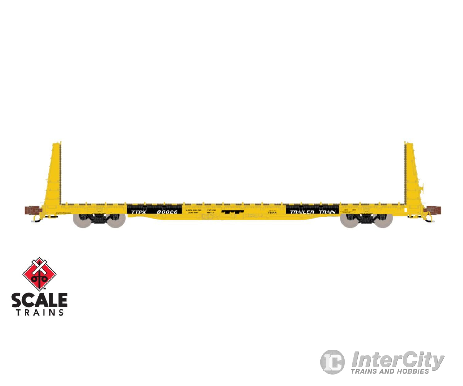 Scaletrains Sxt38973 N Rivet Counter Bsc F68Ah Bulkhead Flatcar Trailer Train/Tt Logo/Yellow/Ttpx