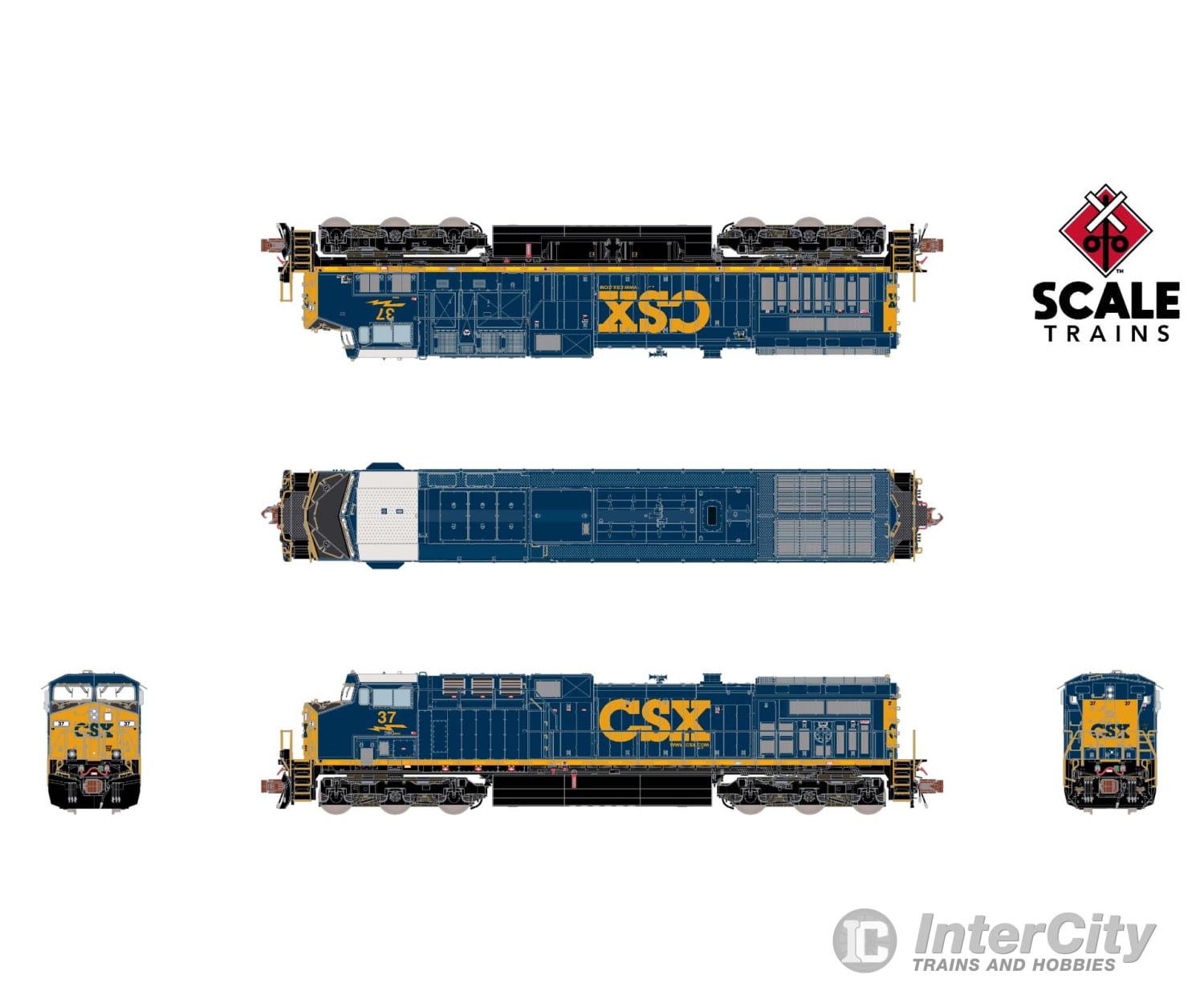 Scale Trains Sxt39113 Rivet Counter N Ge Ac4400Cw Csx #37 Yn3C Scheme Dcc & Sound Locomotives