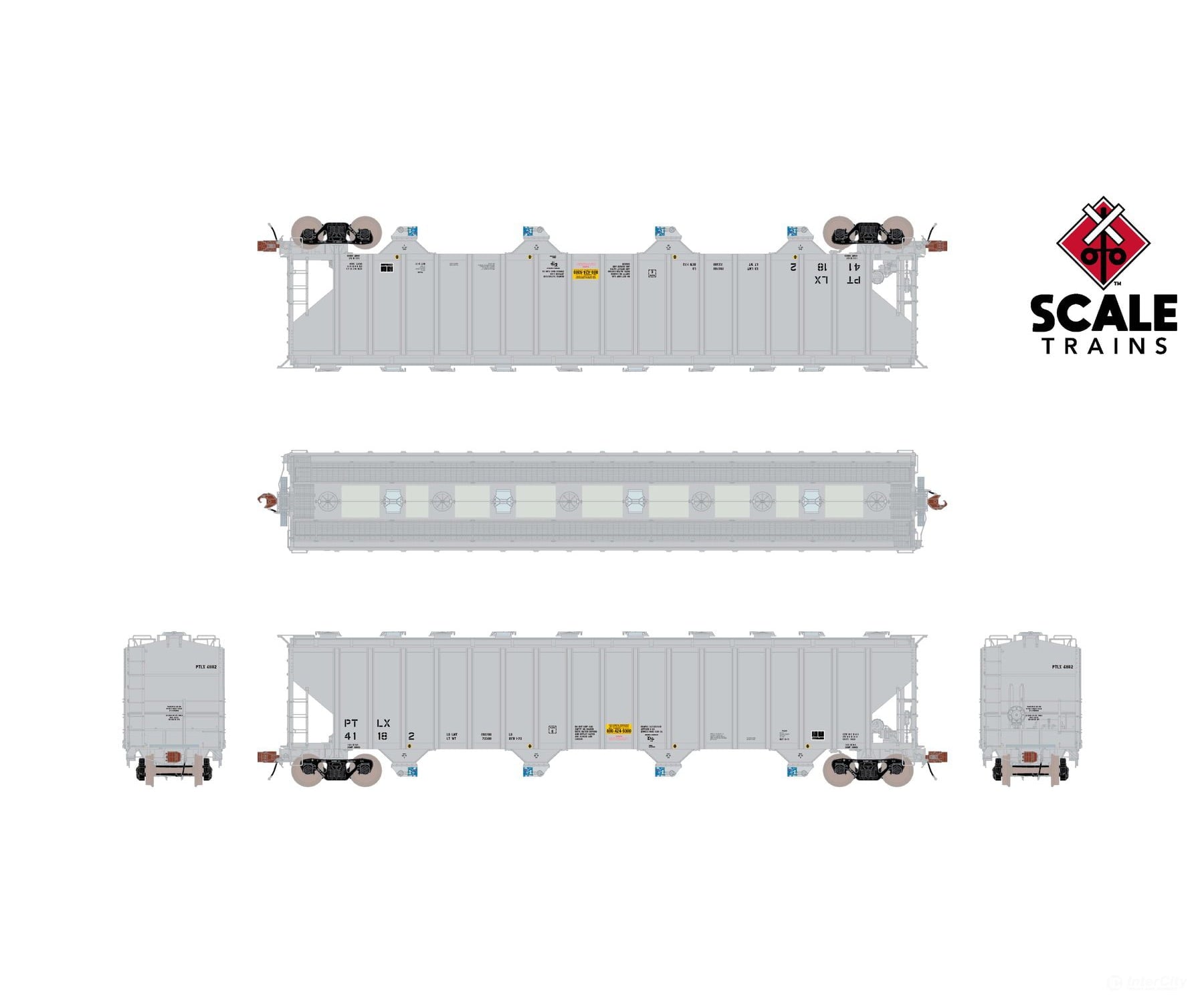 ScaleTrains SXT39448 Rivet Counter HO Scale Pullman-Standard 5820 Covered Hopper GE Rail Services/PTLX/Dark Gray 41182