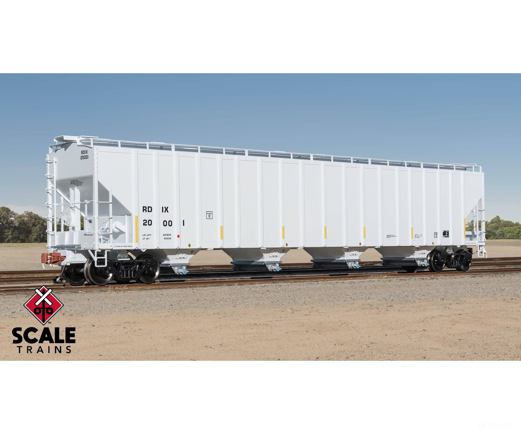 ScaleTrains SXT39457 Rivet Counter HO Scale Pullman-Standard 5820 Covered Hopper Entec Polymers/RDIX/White/Conspicuity
