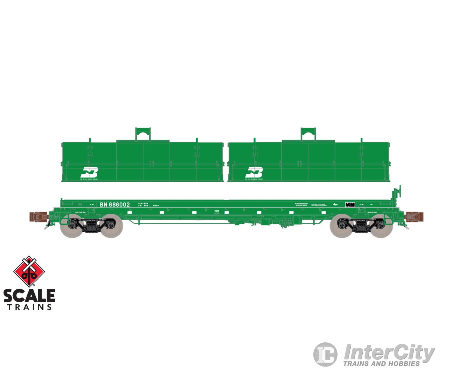ScaleTrains SXT39464 Rivet Counter N Scale Thrall 48’ 2-Hood Coil Steel Car Burlington Northern/Cascade Green 686016