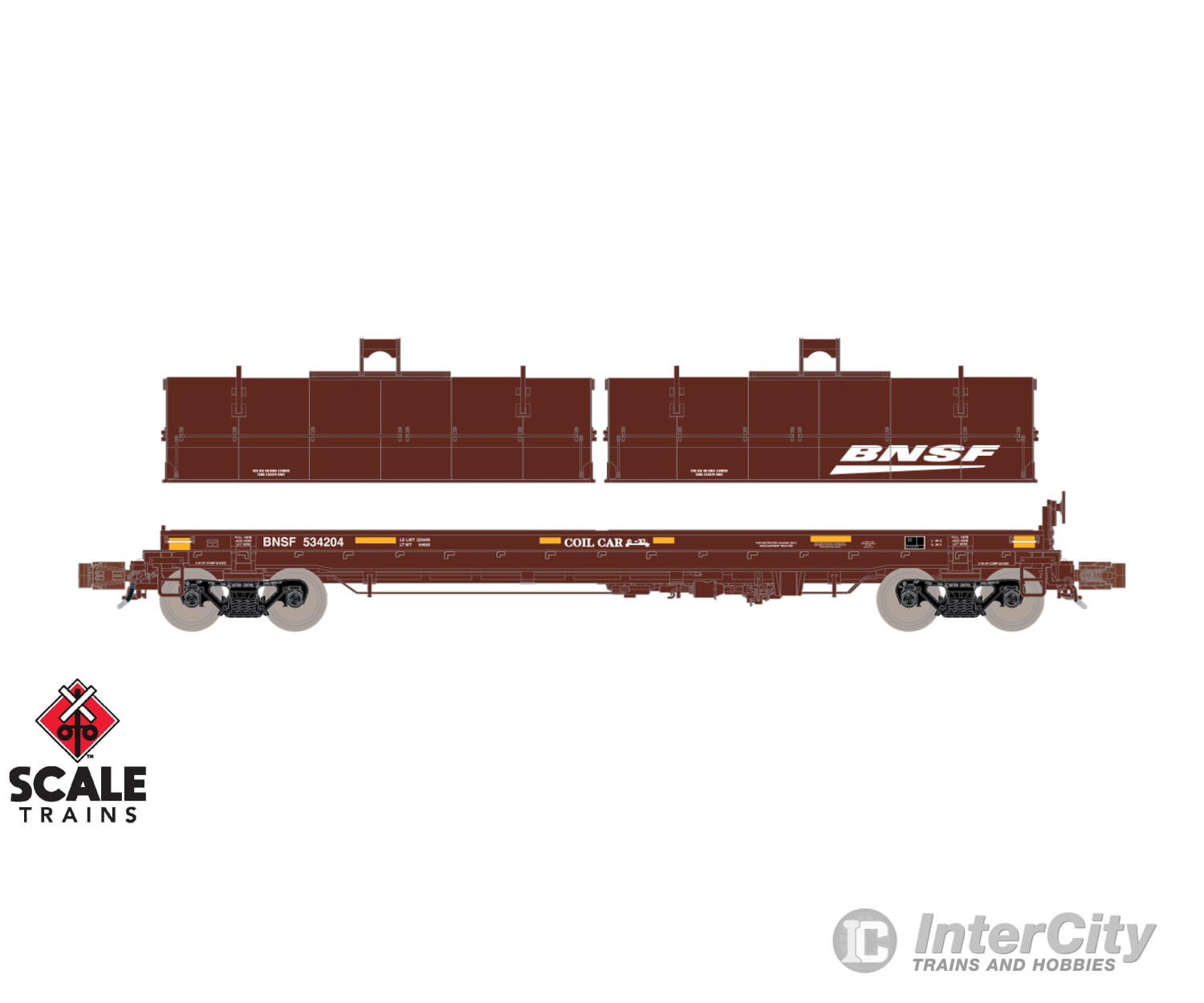 ScaleTrains SXT39468 Rivet Counter N Scale Thrall 48’ 2-Hood Coil Steel Car BNSF/Circle-Cross Body/Wedge Hoods 534212