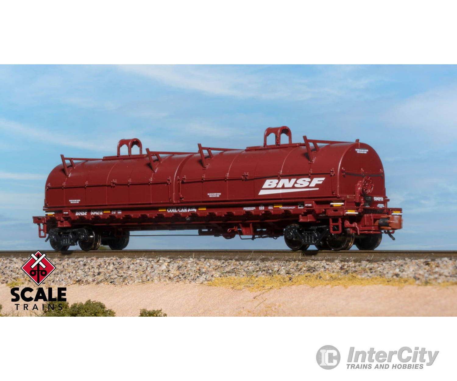 ScaleTrains SXT39470 Rivet Counter N Scale Thrall 48’ 2-Hood Coil Steel Car BNSF/Circle-Cross Body/Wedge Hoods 534217