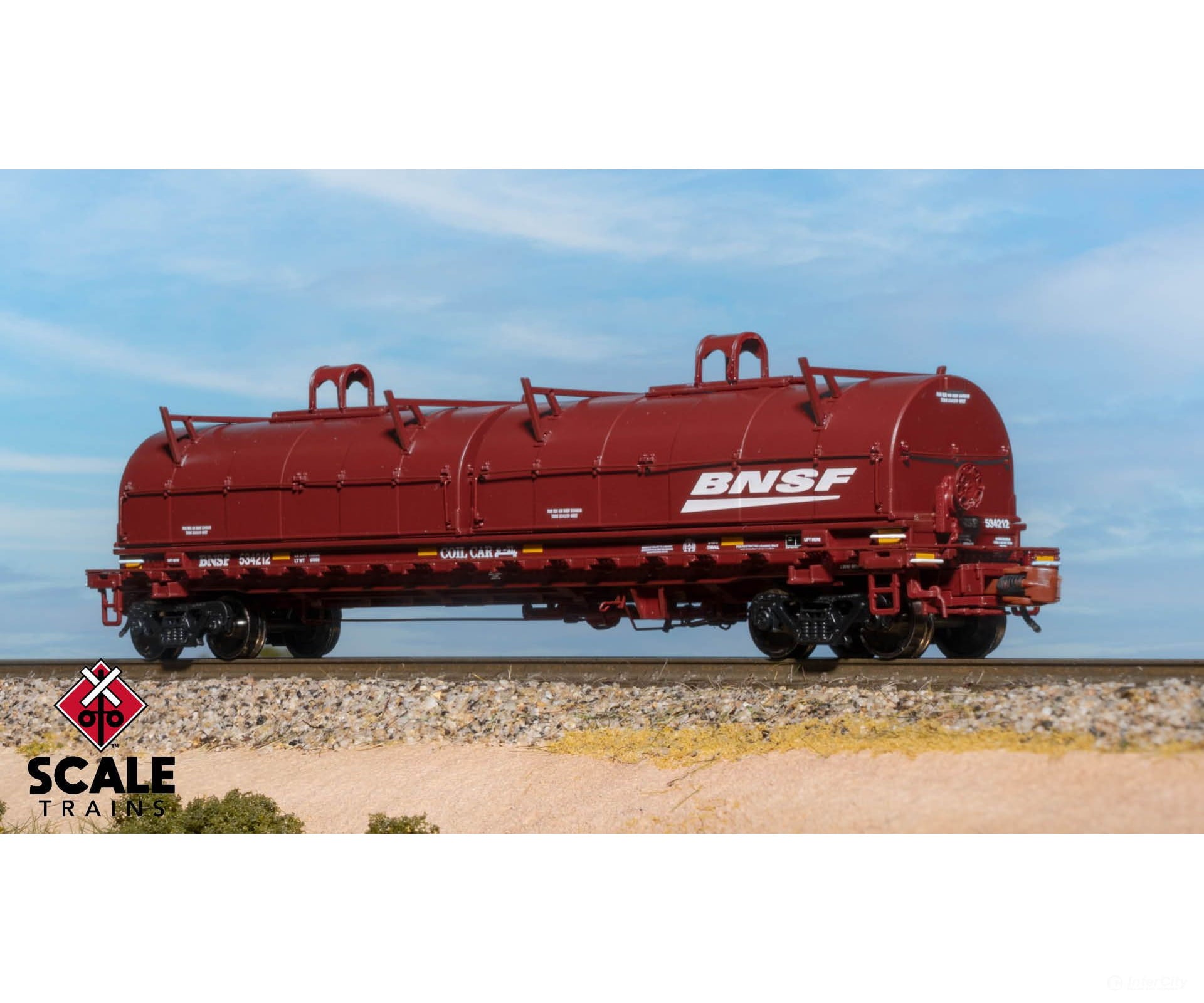 ScaleTrains SXT39471 Rivet Counter N Scale Thrall 48’ 2-Hood Coil Steel Car BNSF/Circle-Cross Body/Wedge Hoods 534219