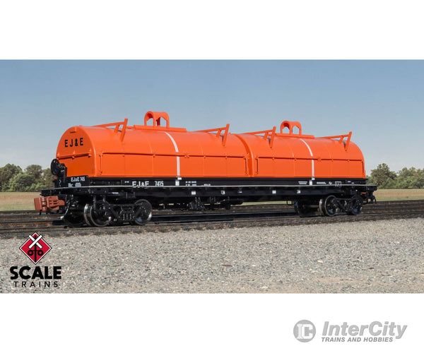 ScaleTrains SXT39478 Rivet Counter N Scale Thrall 48’ 2-Hood Coil Steel Car Elgin Joliet & Eastern/Black Carbody/Orange