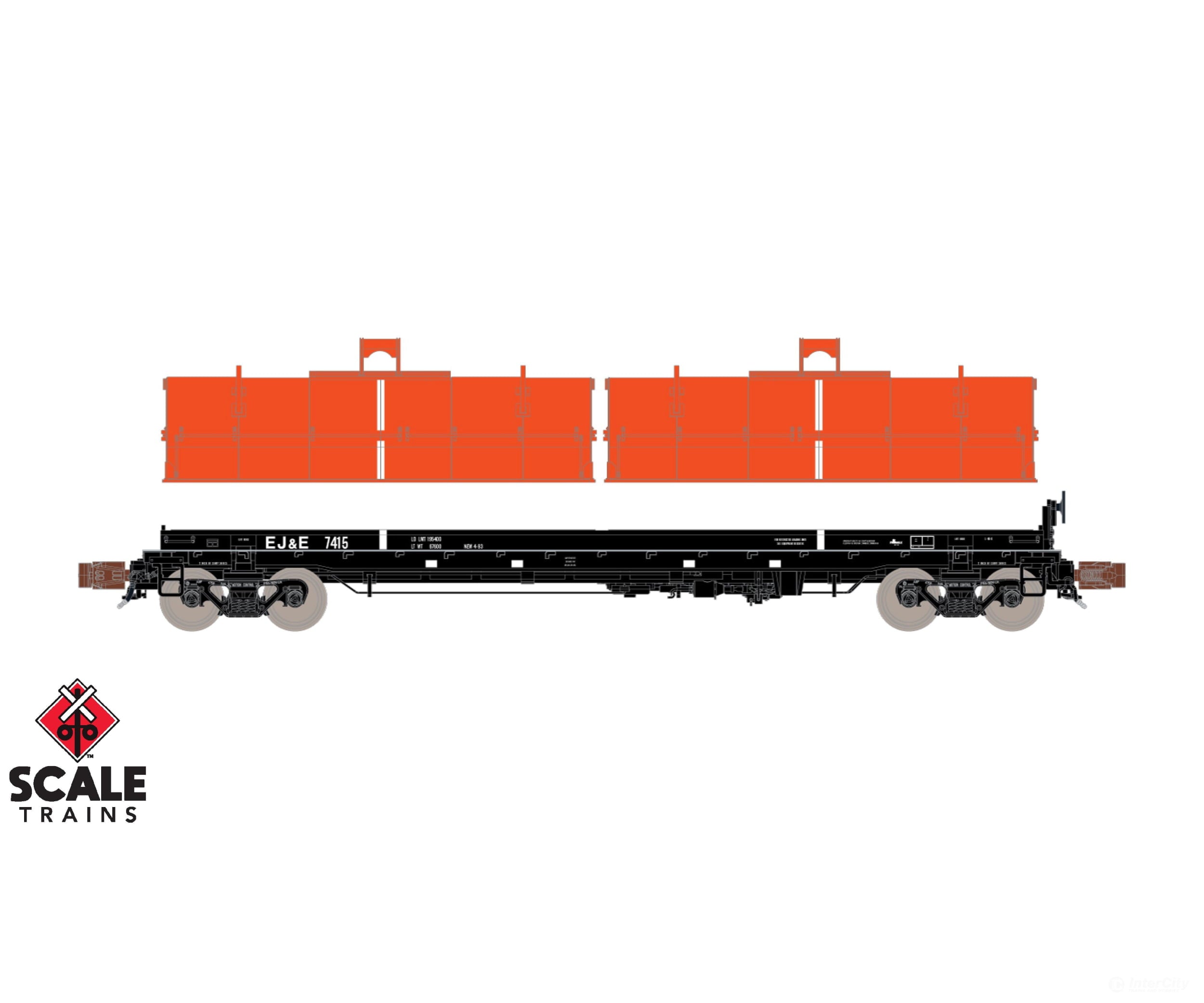 ScaleTrains SXT39478 Rivet Counter N Scale Thrall 48’ 2-Hood Coil Steel Car Elgin Joliet & Eastern/Black Carbody/Orange