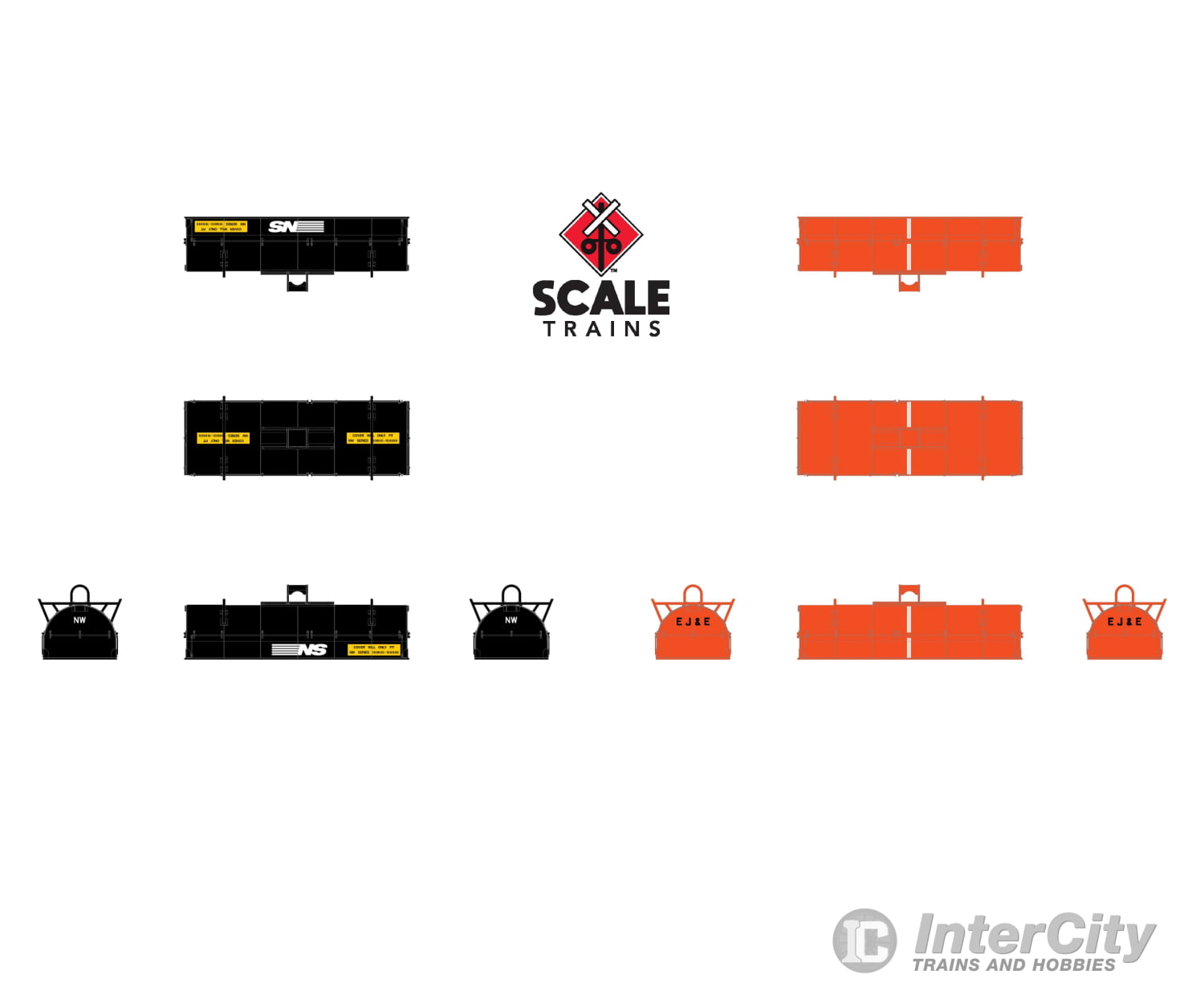 ScaleTrains SXT39495 Rivet Counter N Scale Thrall 48’ 2-Hood Coil Steel Car Elgin Joliet & Eastern/Black Carbody/EJ&E