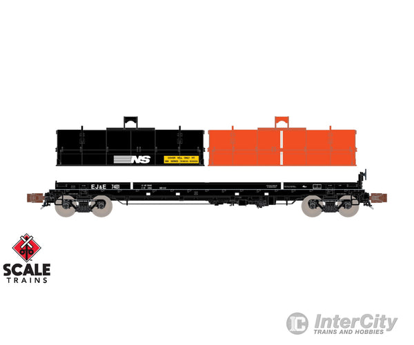 ScaleTrains SXT39495 Rivet Counter N Scale Thrall 48’ 2-Hood Coil Steel Car Elgin Joliet & Eastern/Black Carbody/EJ&E