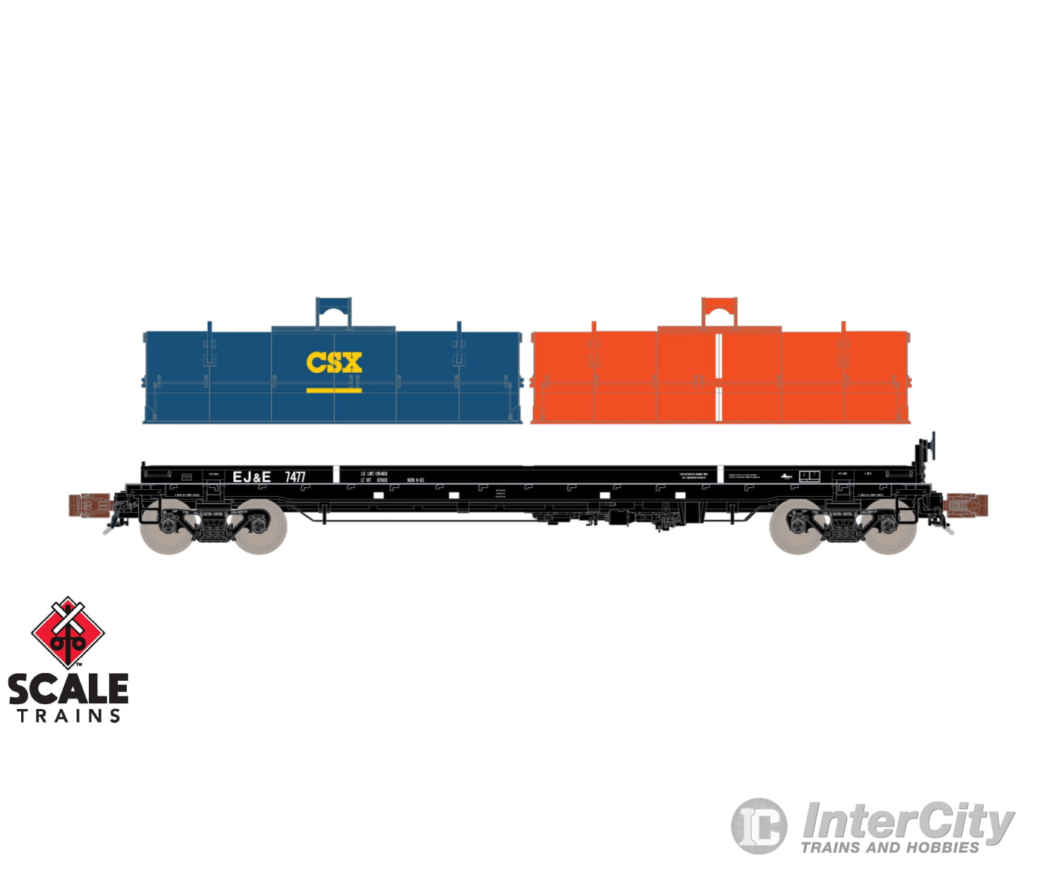 ScaleTrains SXT39497 Rivet Counter N Scale Thrall 48’ 2-Hood Coil Steel Car Elgin Joliet & Eastern/Black Carbody/EJ&E