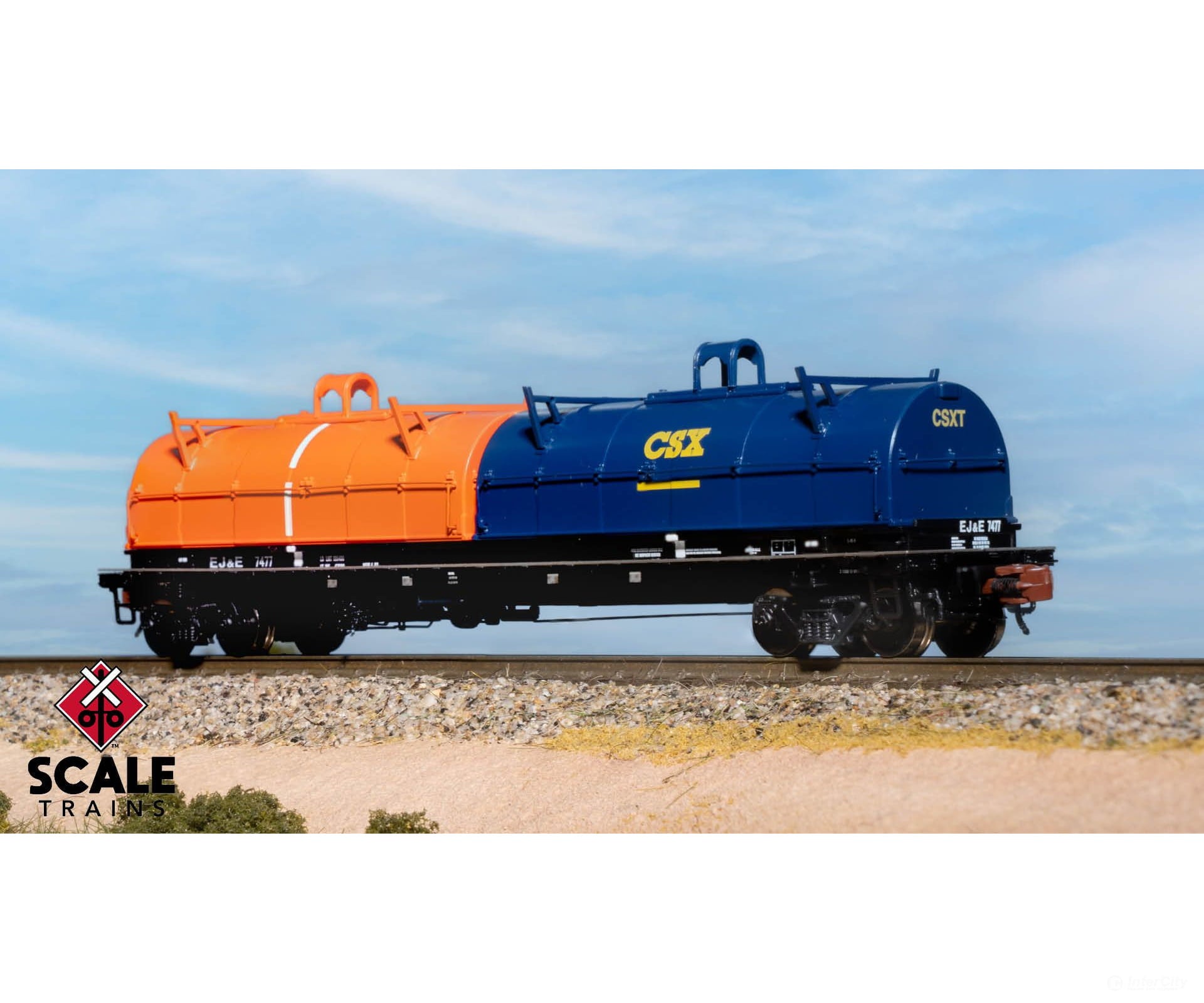 ScaleTrains SXT39497 Rivet Counter N Scale Thrall 48’ 2-Hood Coil Steel Car Elgin Joliet & Eastern/Black Carbody/EJ&E