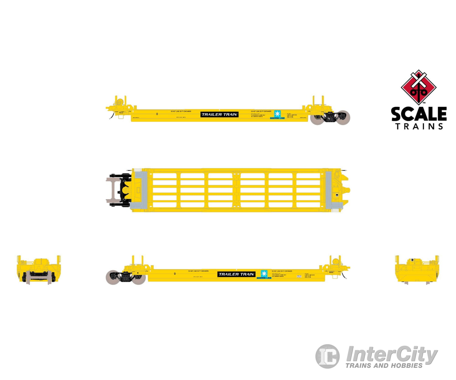 ScaleTrains SXT40079 Rivet Counter HypoTypical HO Scale Pullman-Standard Trinity Backpacker Well Car Set with