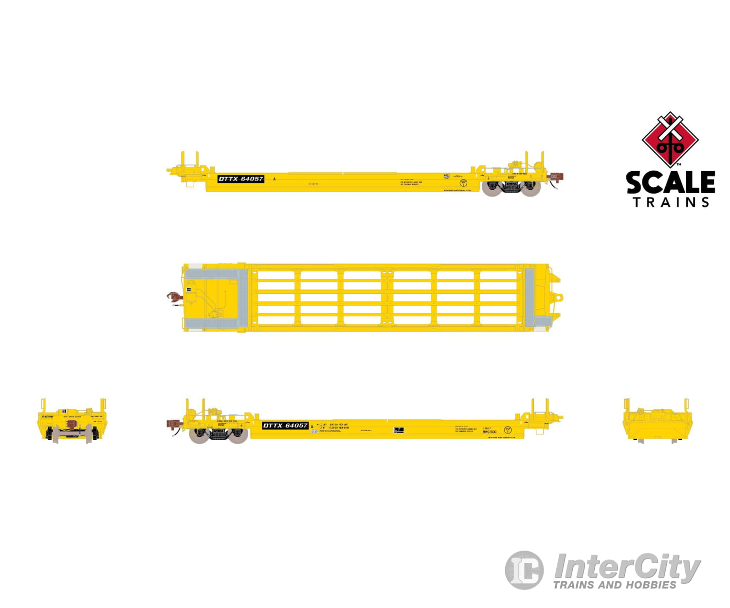 ScaleTrains SXT40080 Rivet Counter HO Scale Pullman-Standard Trinity Backpacker Well Car Set (5) Trailer