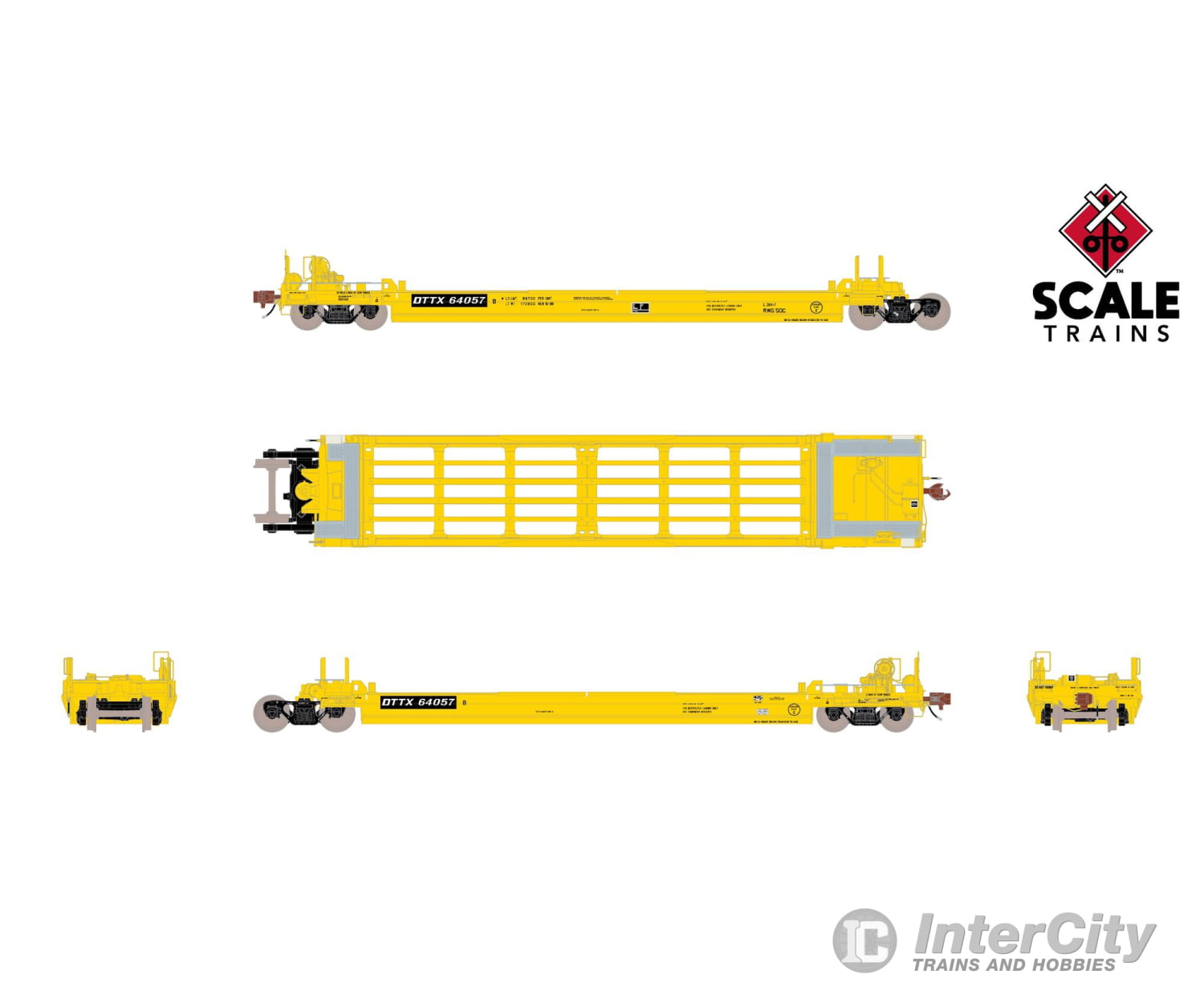 ScaleTrains SXT40080 Rivet Counter HO Scale Pullman-Standard Trinity Backpacker Well Car Set (5) Trailer