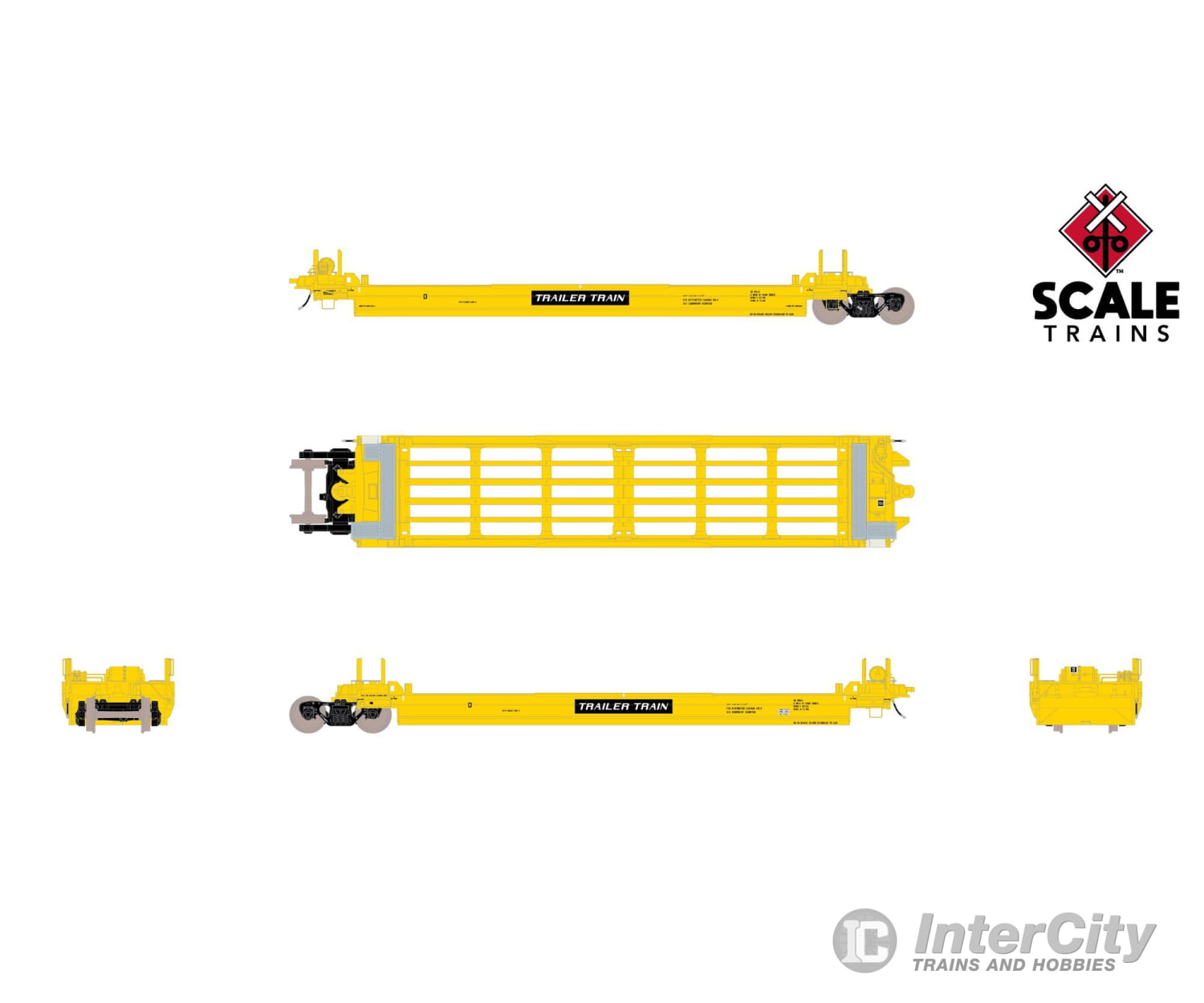 ScaleTrains SXT40080 Rivet Counter HO Scale Pullman-Standard Trinity Backpacker Well Car Set (5) Trailer