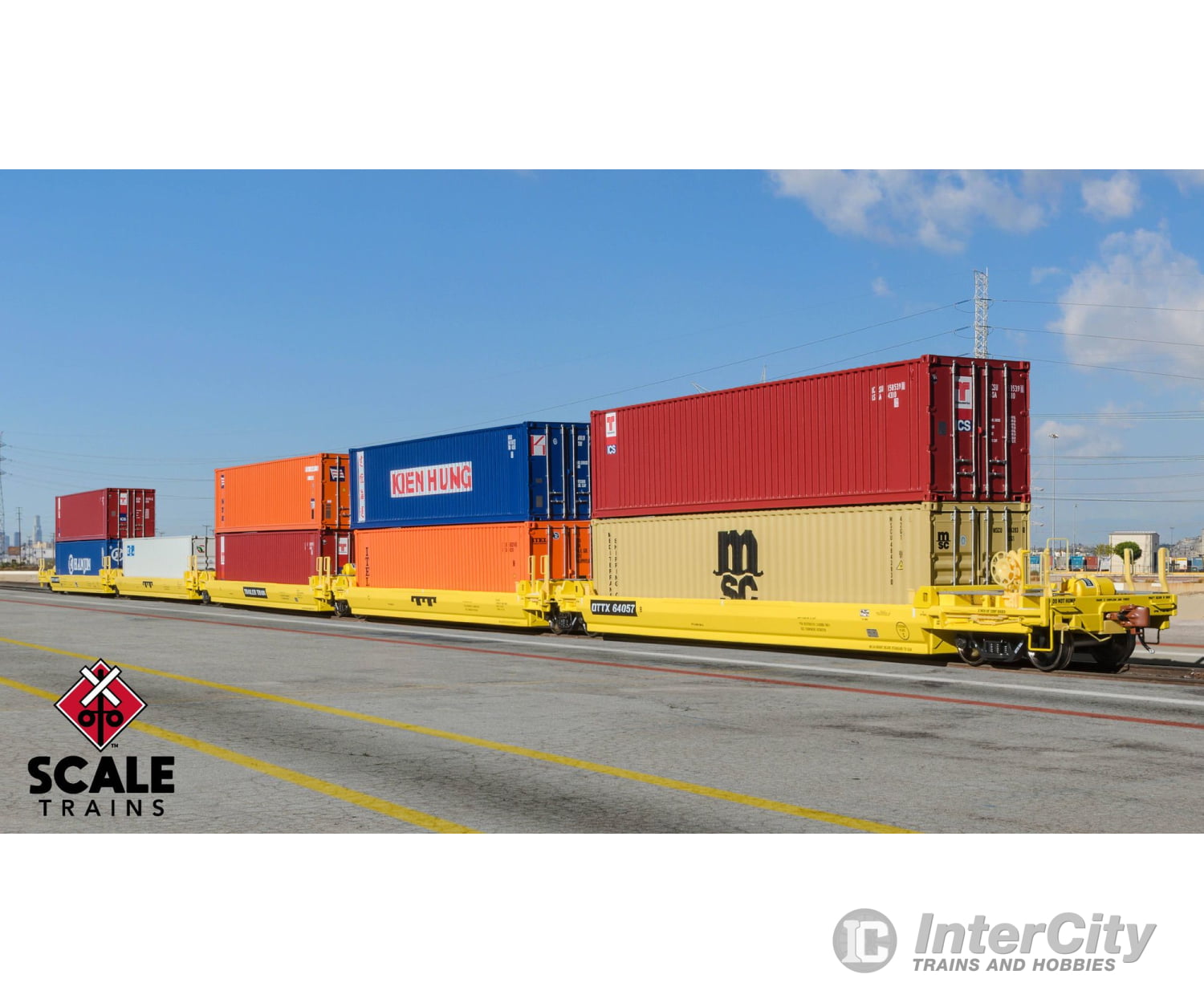 ScaleTrains SXT40082 Rivet Counter HO Scale Pullman-Standard Trinity Backpacker Well Car Set (5) Trailer