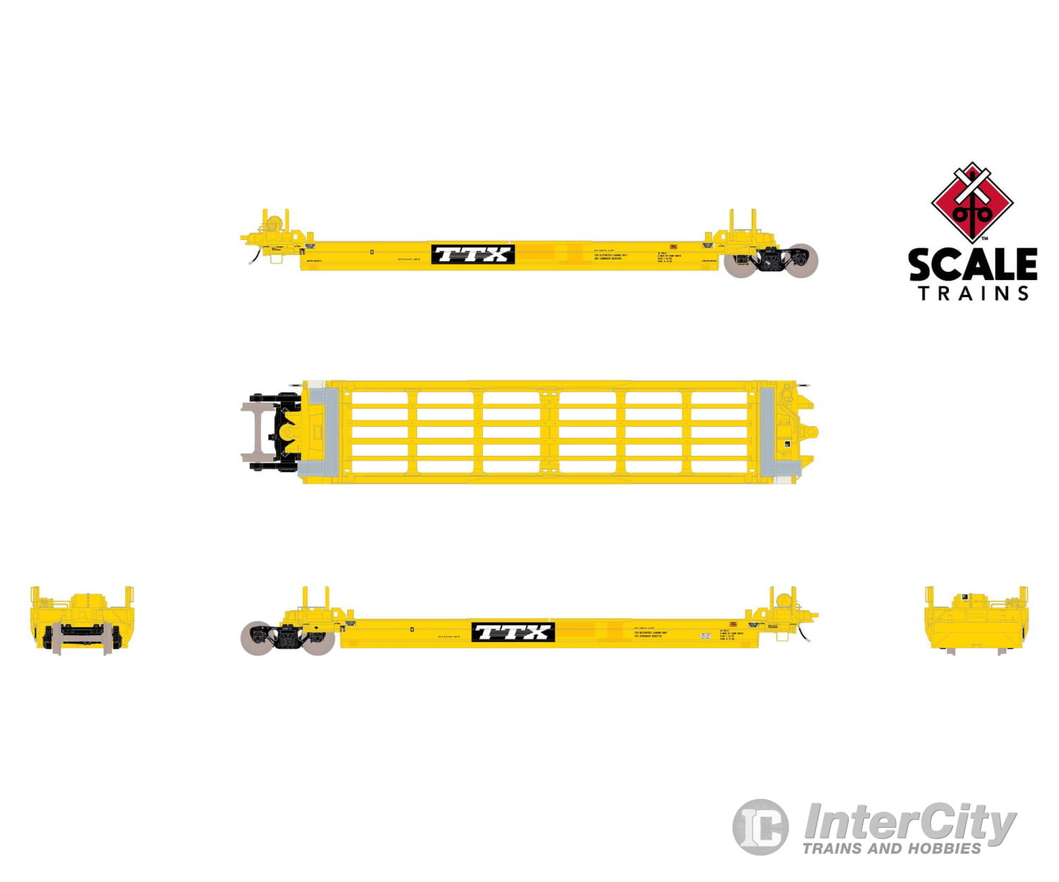 ScaleTrains SXT40085 Rivet Counter HO Scale Pullman-Standard Trinity Backpacker Well Car Set (5) Trailer Train/Speed
