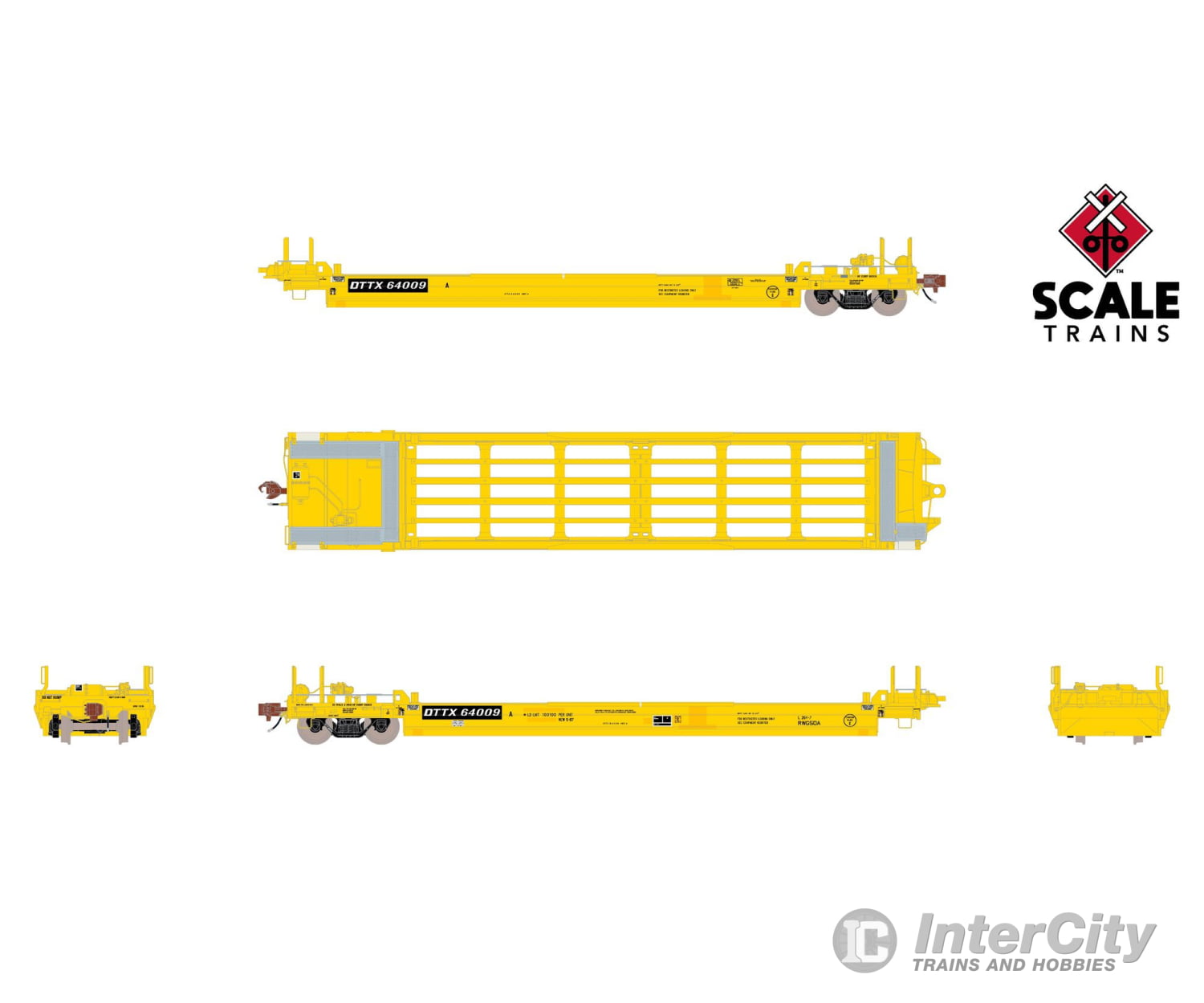ScaleTrains SXT40085 Rivet Counter HO Scale Pullman-Standard Trinity Backpacker Well Car Set (5) Trailer Train/Speed