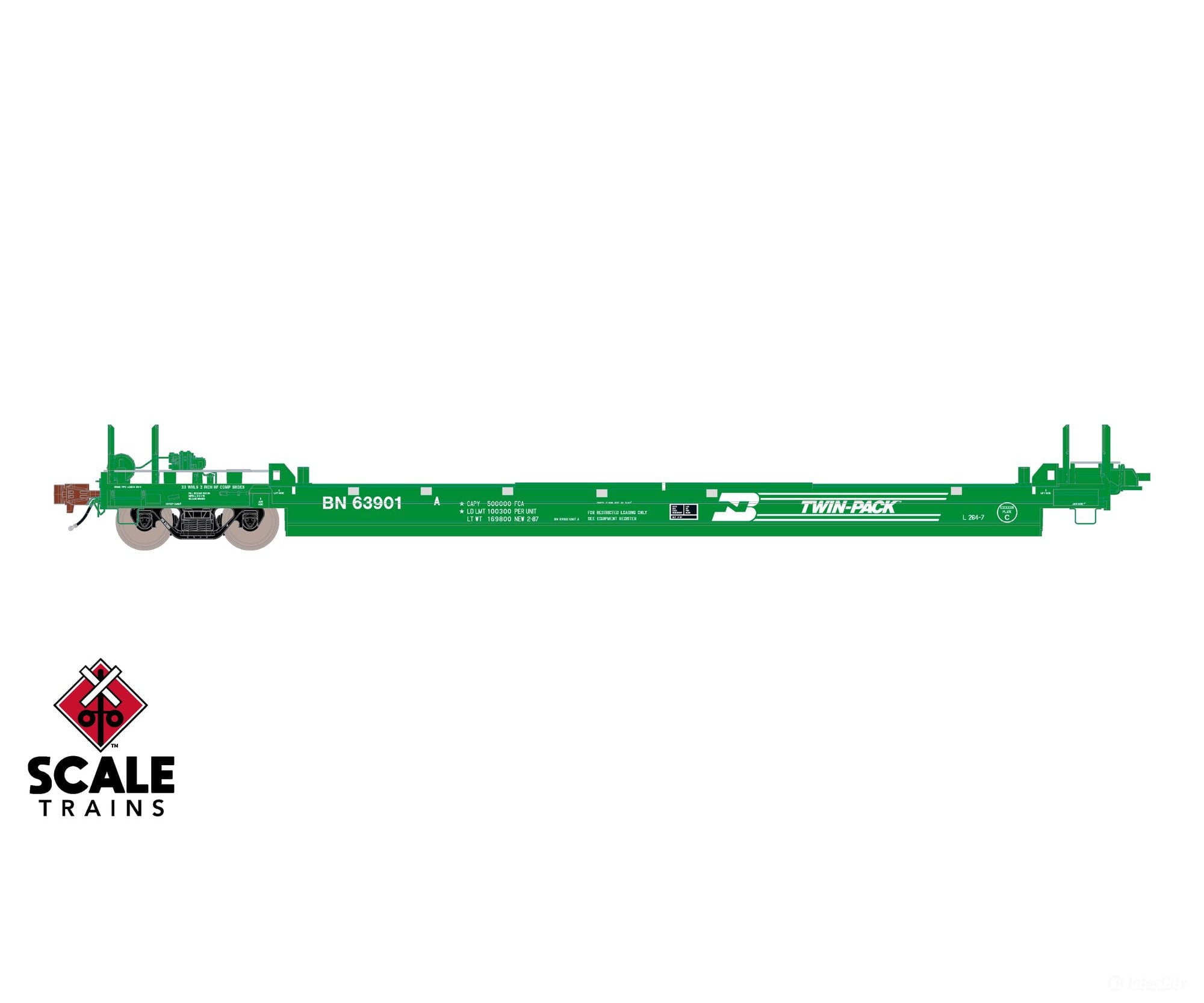 ScaleTrains SXT40086 Rivet Counter HO Scale Pullman-Standard Trinity Backpacker Well Car Set (5) Burlington