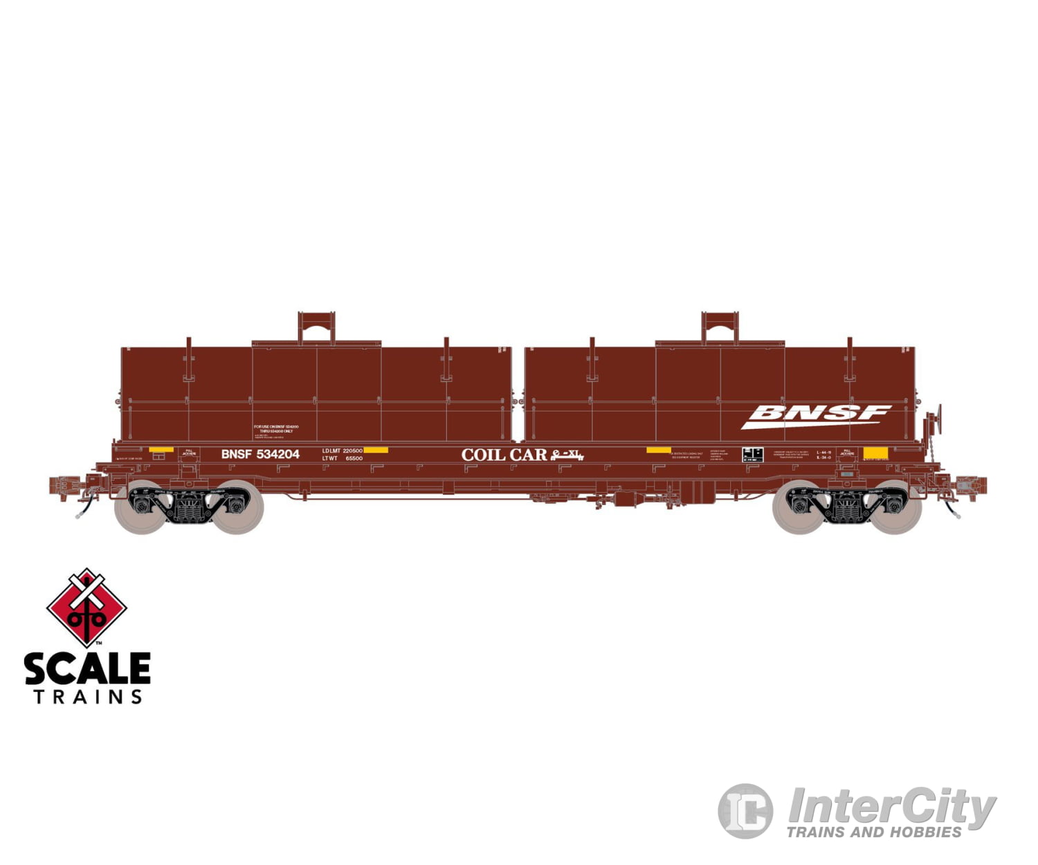 ScaleTrains SXT40271 Rivet Counter HO Scale Thrall 2-Hood Coil Steel Car BNSF/Wedge Hoods 534204 Freight Cars
